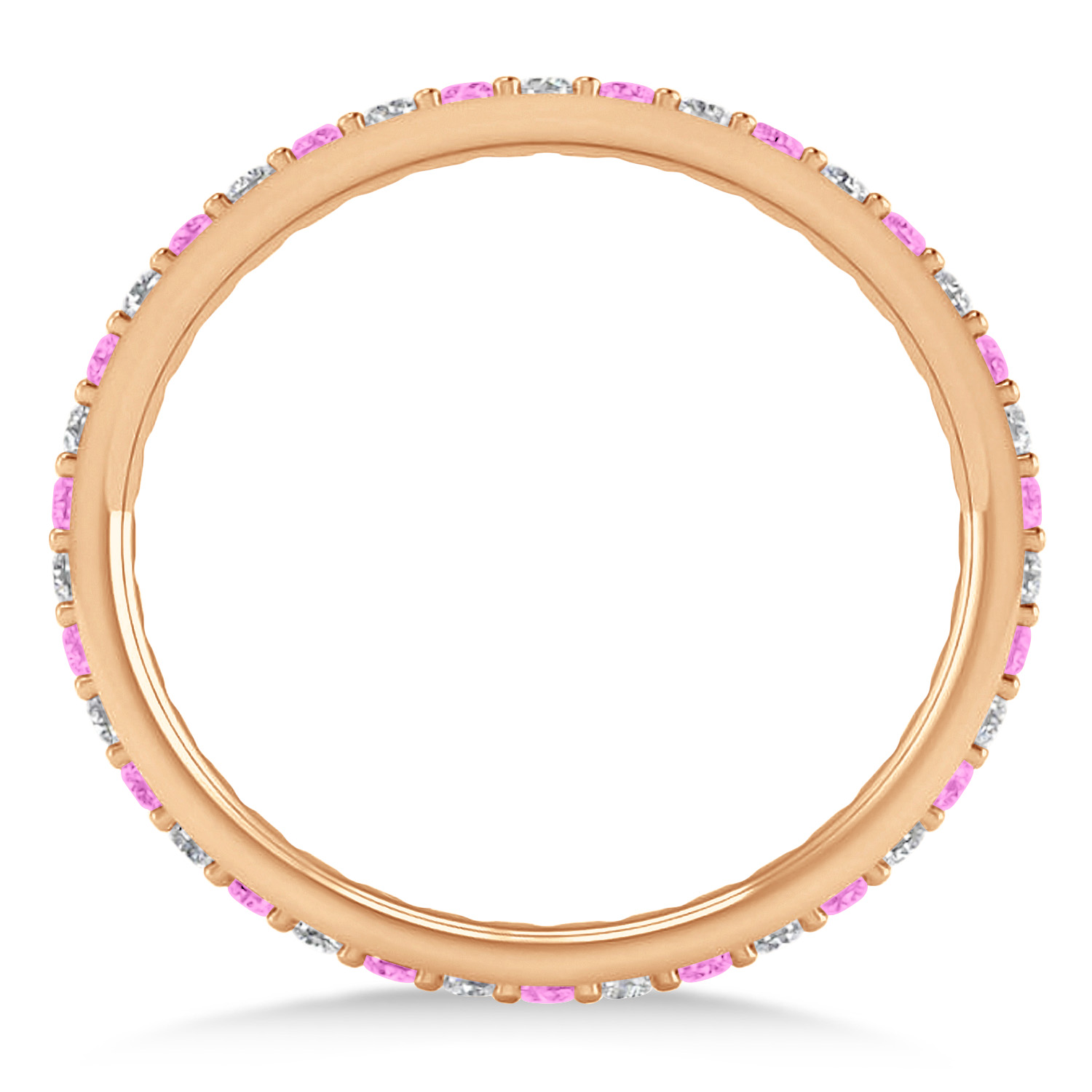 Diamond & Pink Sapphire Eternity Wedding Band 14k Rose Gold (0.57ct)