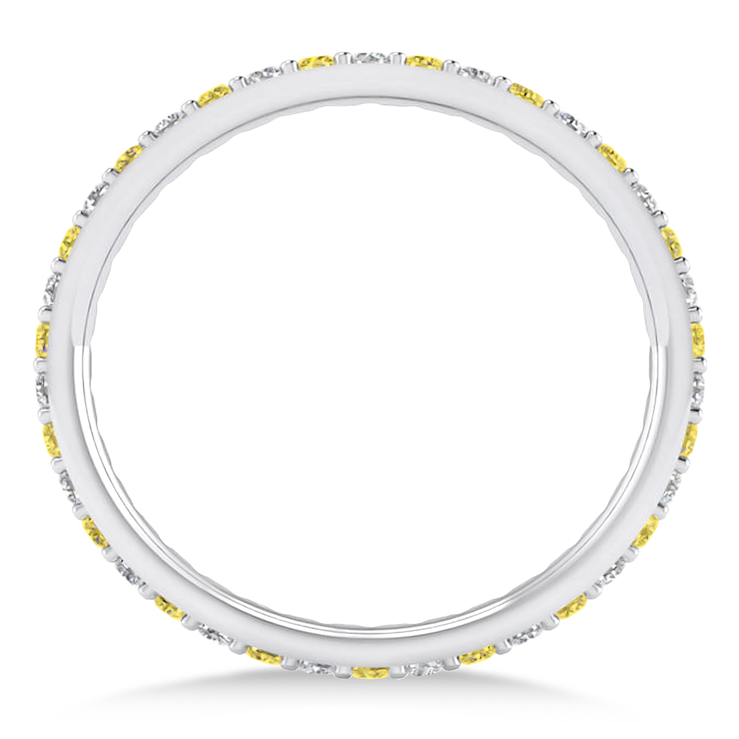 Yellow & White Diamond Eternity Wedding Band 14k White Gold (0.57ct)