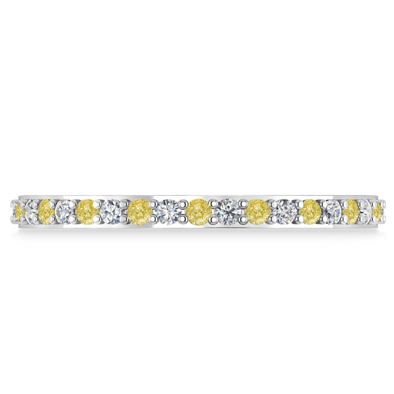 Yellow & White Diamond Eternity Wedding Band 14k White Gold (0.57ct)