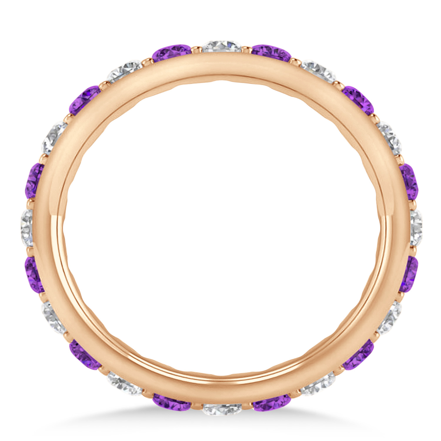 Diamond & Amethyst Eternity Wedding Band 14k Rose Gold (1.50ct)