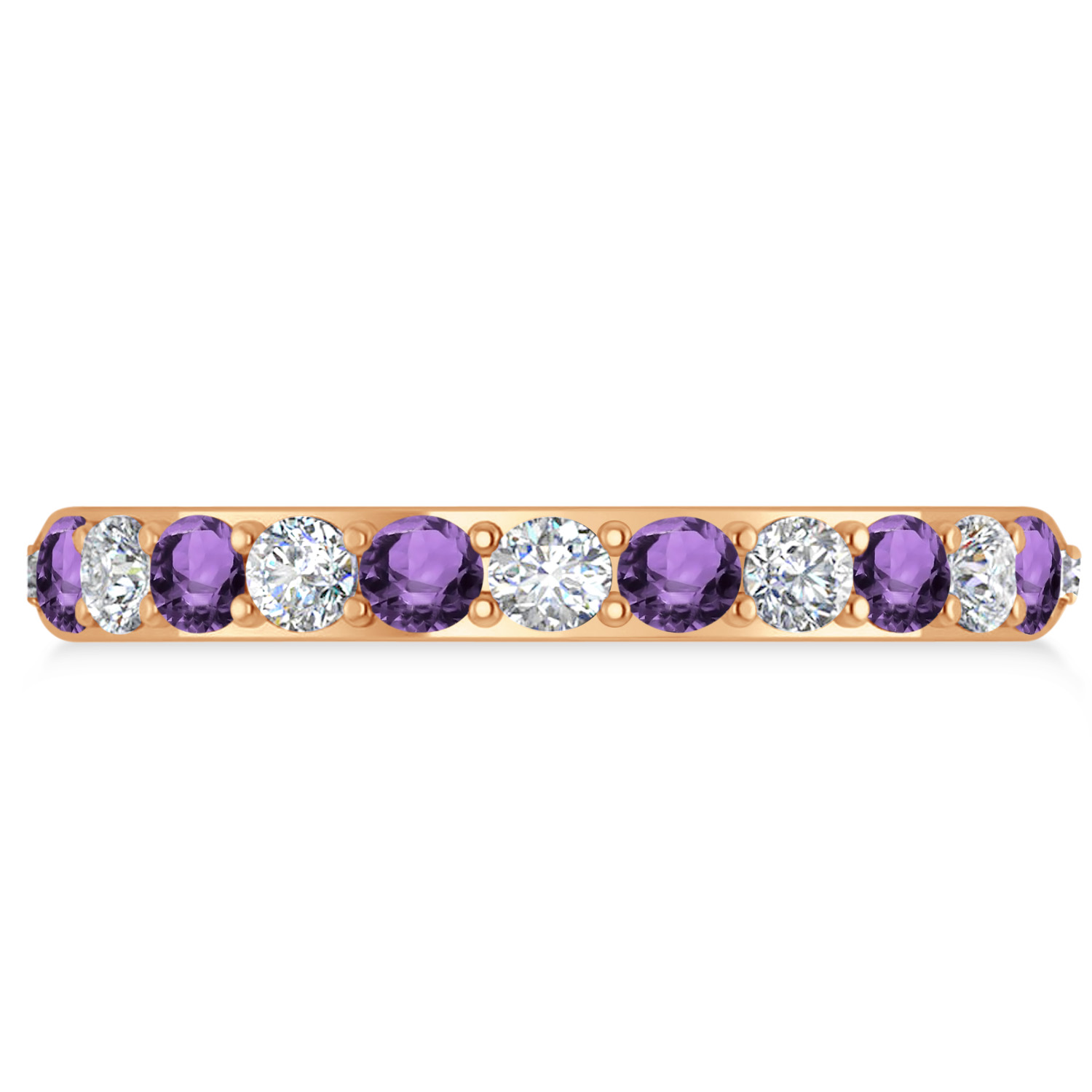 Diamond & Amethyst Eternity Wedding Band 14k Rose Gold (1.50ct)
