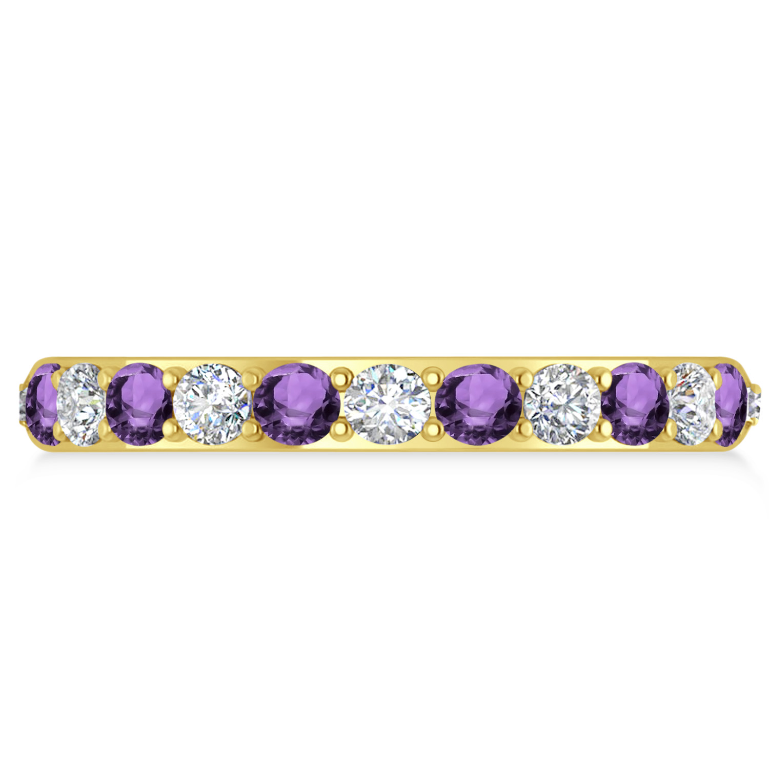 Diamond & Amethyst Eternity Wedding Band 14k Yellow Gold (1.50ct)