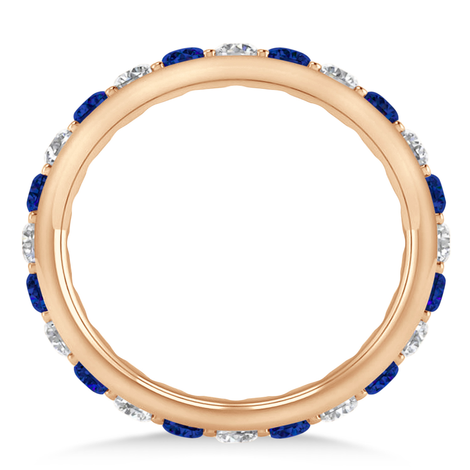 Diamond & Blue Sapphire Eternity Wedding Band 14k Rose Gold (1.50ct)