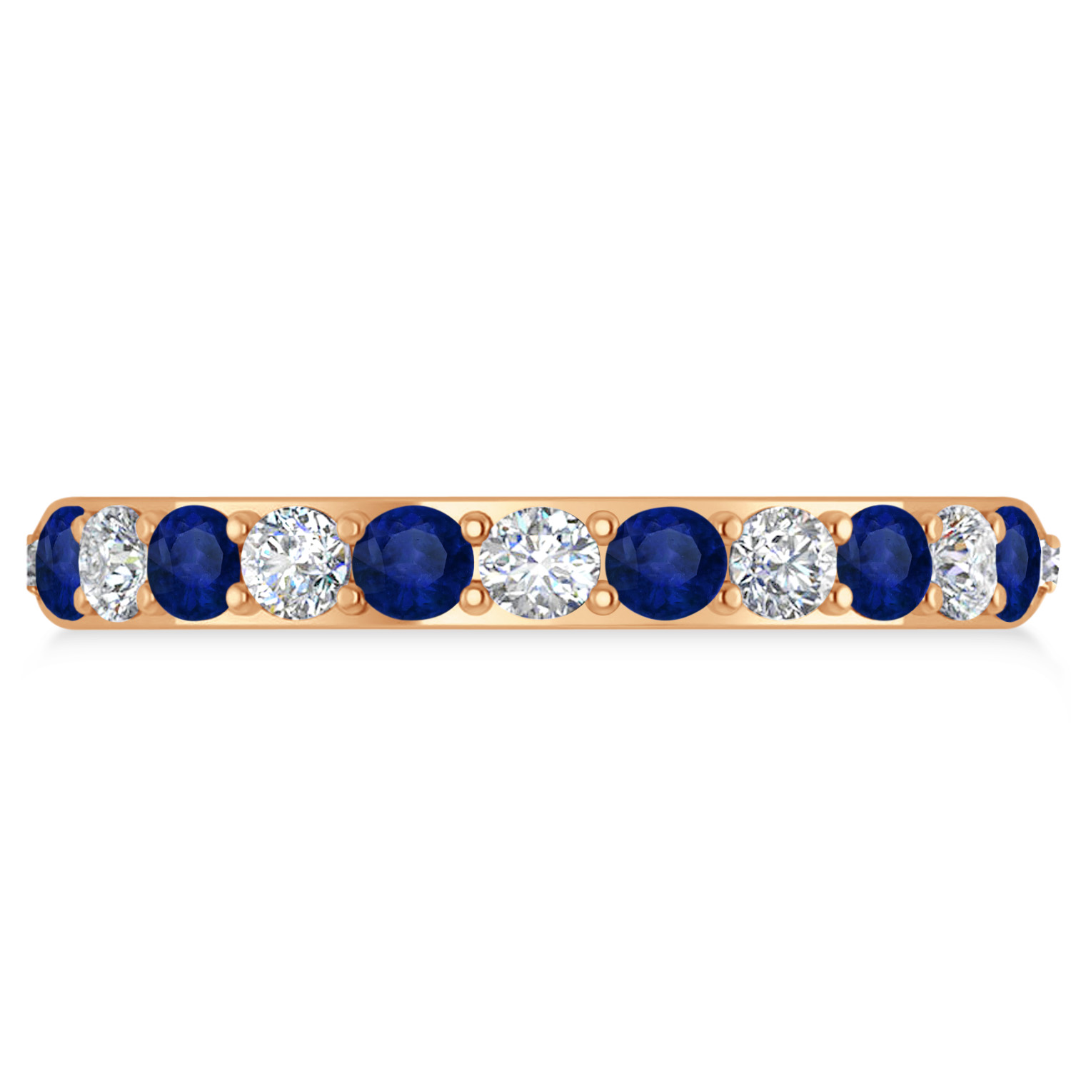 Diamond & Blue Sapphire Eternity Wedding Band 14k Rose Gold (1.50ct)