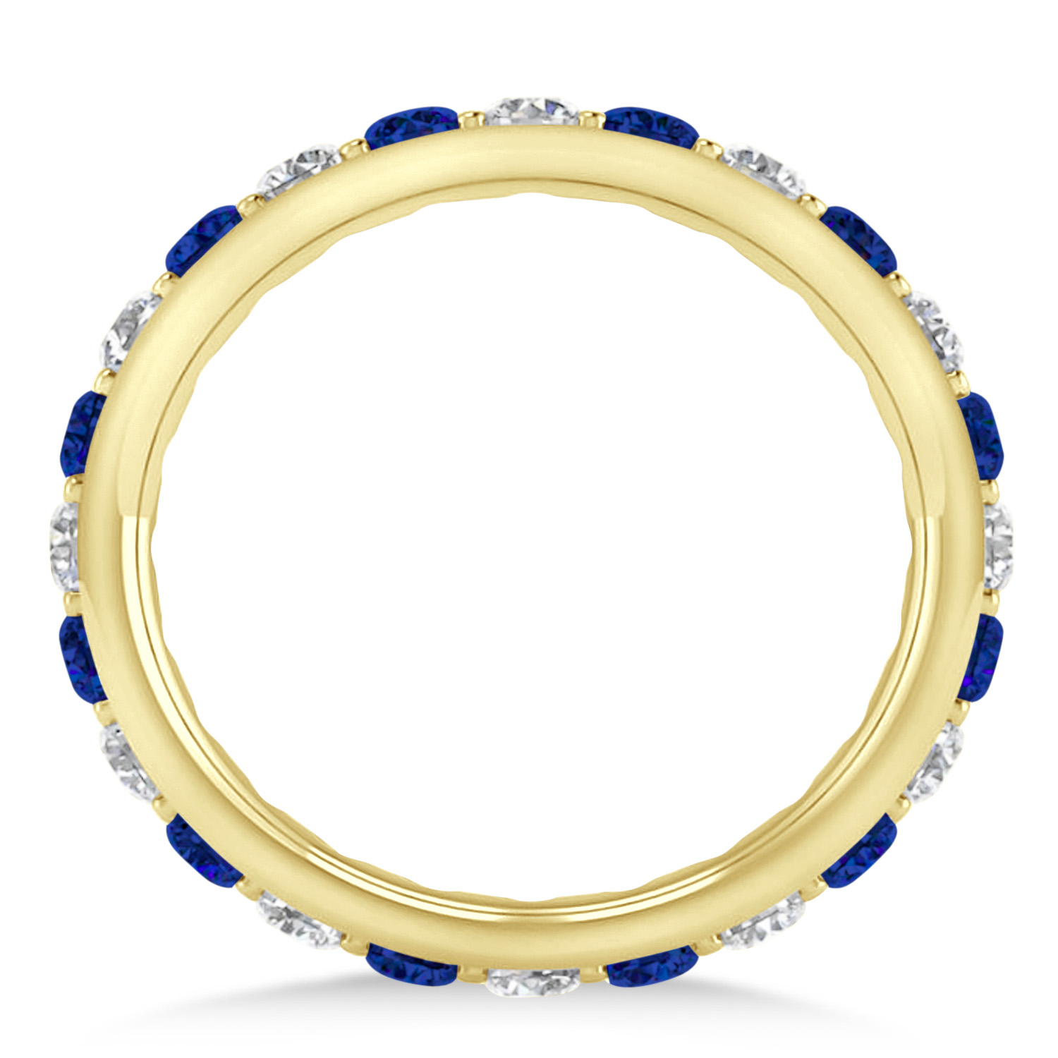 Diamond & Blue Sapphire Eternity Wedding Band 14k Yellow Gold (1.50ct)
