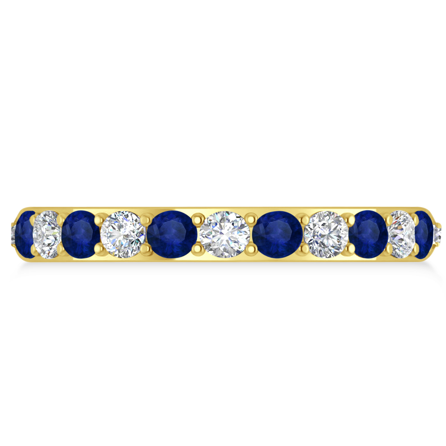 Diamond & Blue Sapphire Eternity Wedding Band 14k Yellow Gold (1.50ct)