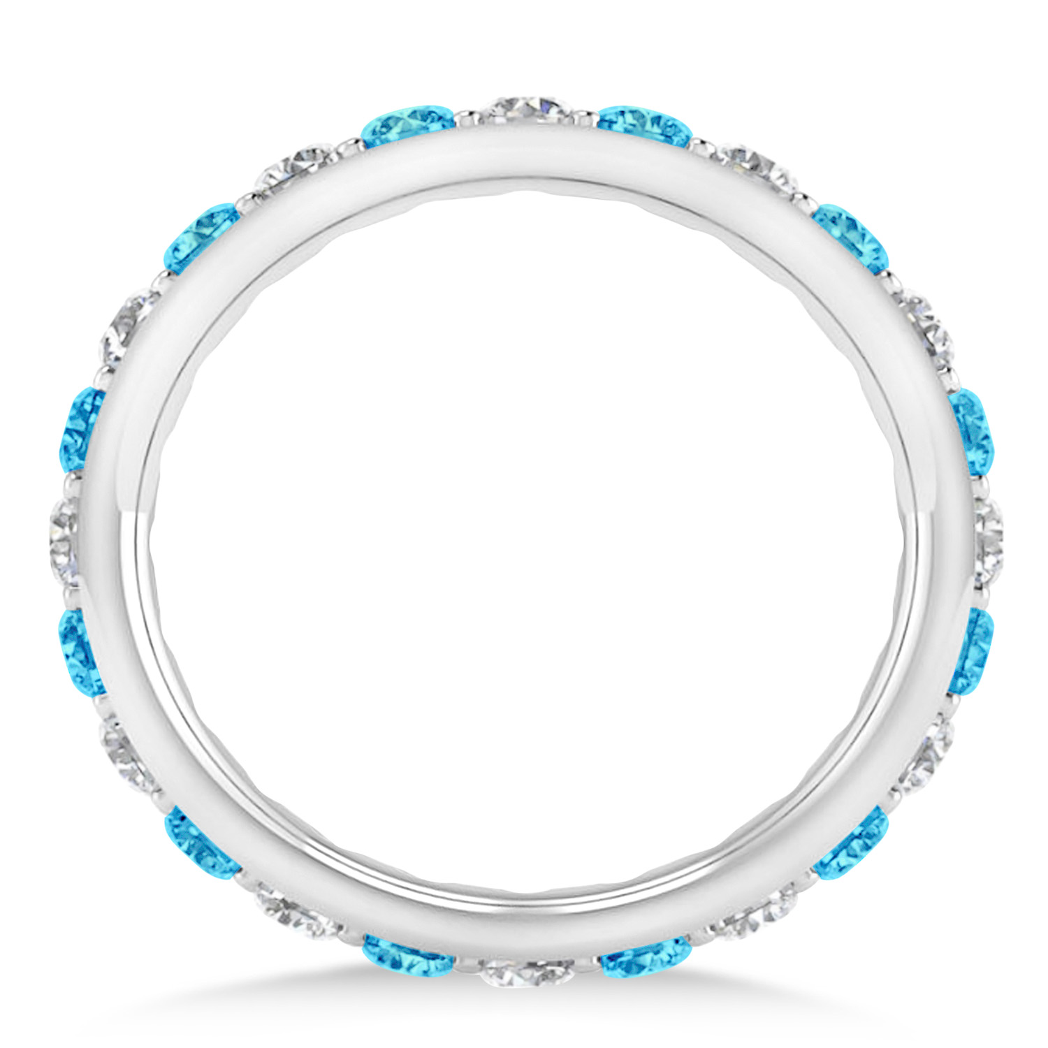 Diamond & Blue Topaz Eternity Wedding Band 14k White Gold (1.50ct)
