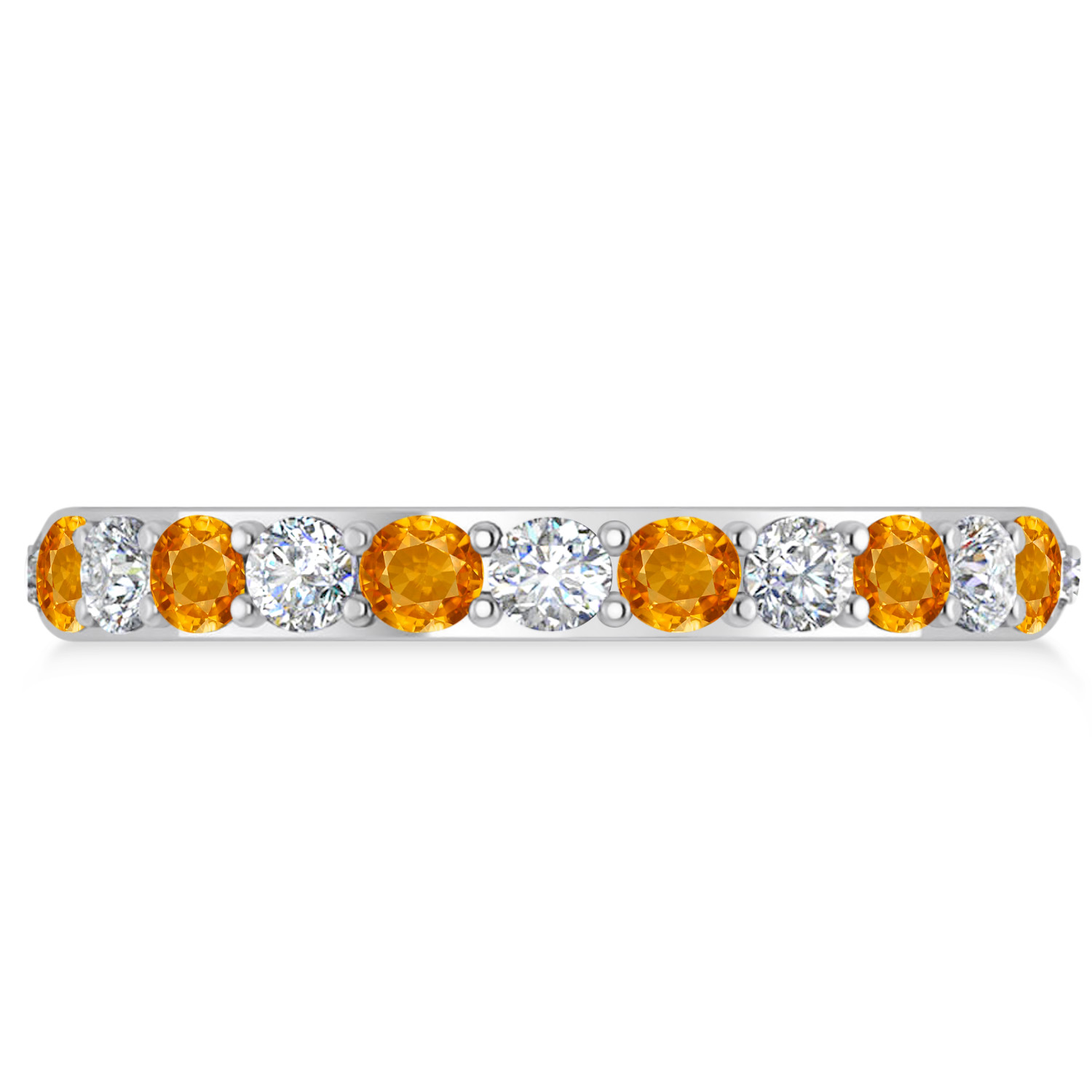 Diamond & Citrine Eternity Wedding Band 14k White Gold (1.50ct)