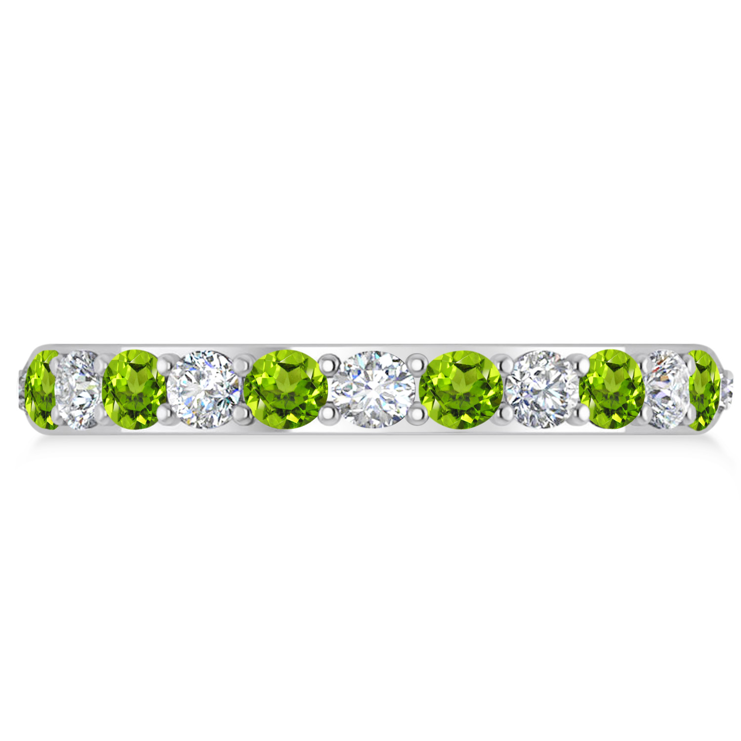 Diamond & Peridot Eternity Wedding Band 14k White Gold (1.50ct)