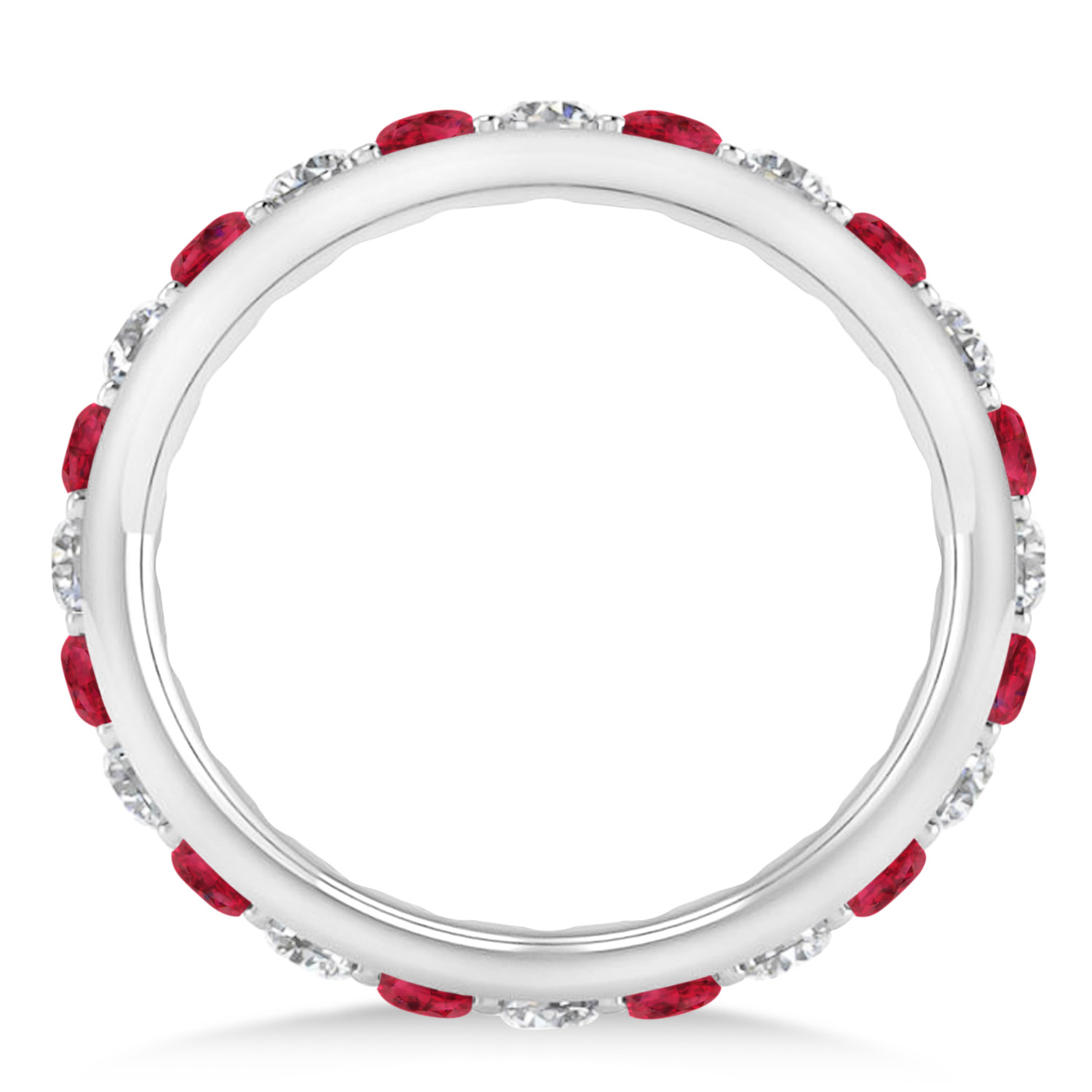 Diamond & Ruby Eternity Wedding Band 14k White Gold (1.50ct)