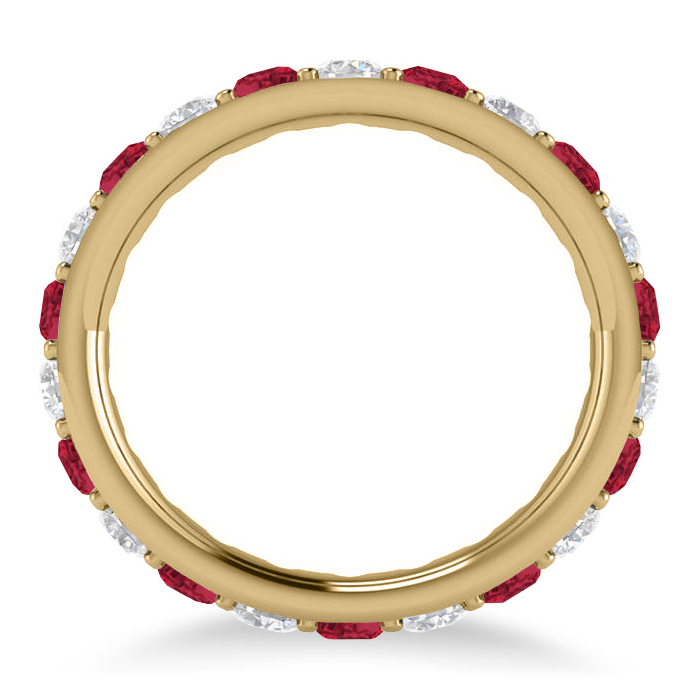 Diamond & Ruby Eternity Wedding Band 14k Yellow Gold (1.76ct)
