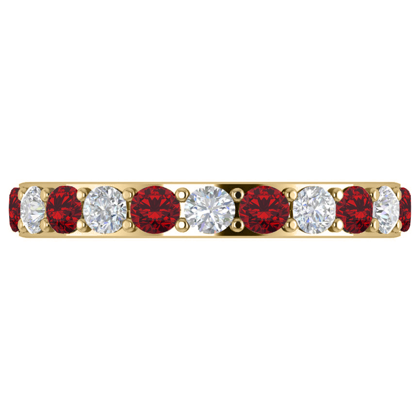 Diamond & Ruby Eternity Wedding Band 14k Yellow Gold (1.76ct)