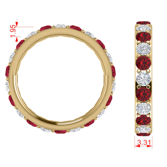 Diamond & Ruby Eternity Wedding Band 14k Yellow Gold (1.76ct)