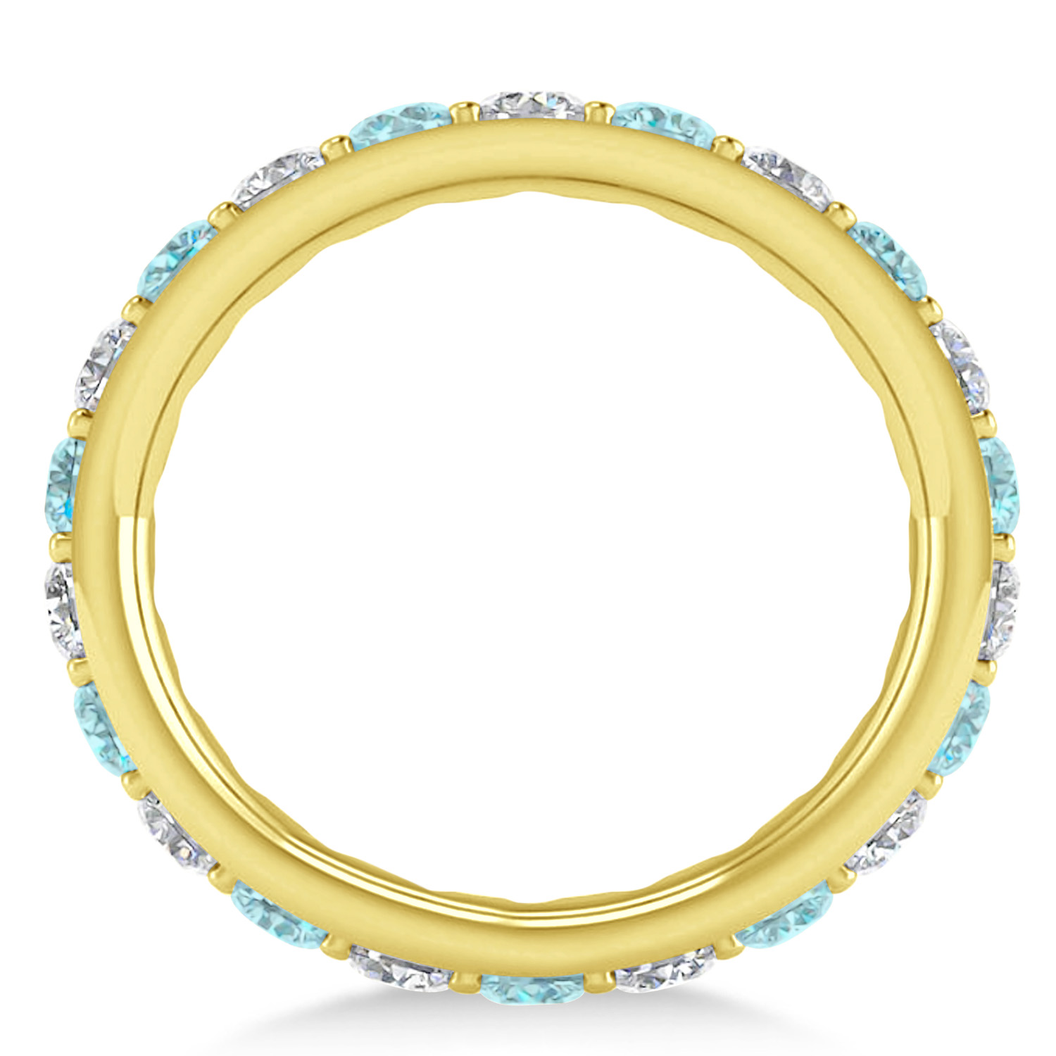 Diamond & Aquamarine Eternity Wedding Band 14k Yellow Gold (2.00ct)