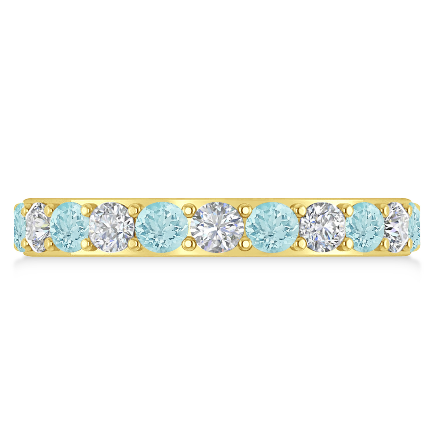 Diamond & Aquamarine Eternity Wedding Band 14k Yellow Gold (2.00ct)