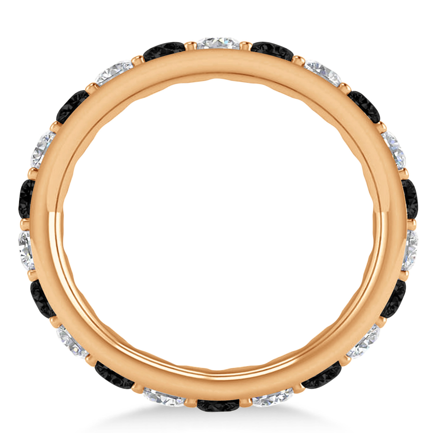 Black & White Diamond Eternity Wedding Band 14k Rose Gold (2.00ct)