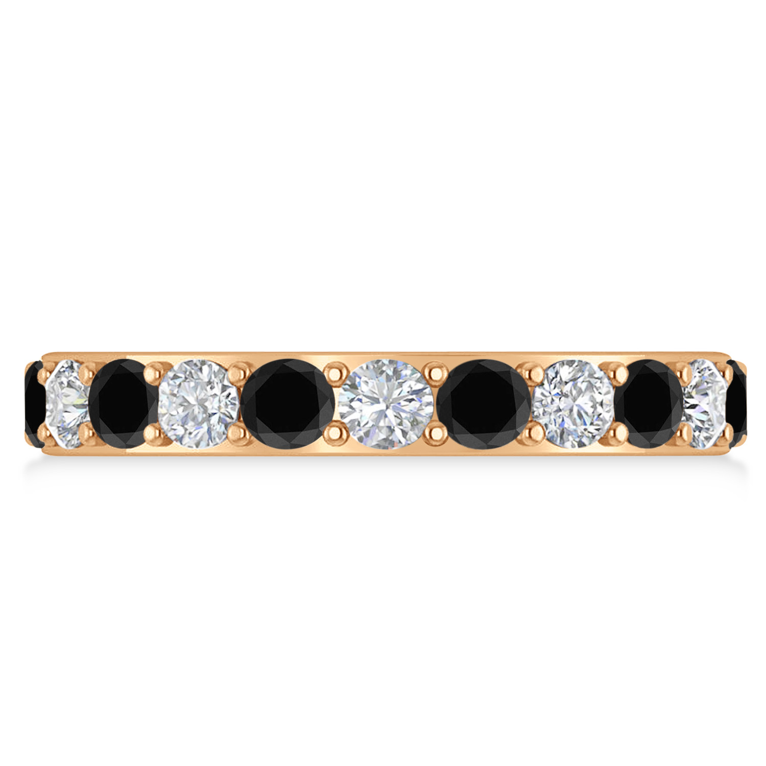 Black & White Diamond Eternity Wedding Band 14k Rose Gold (2.00ct)