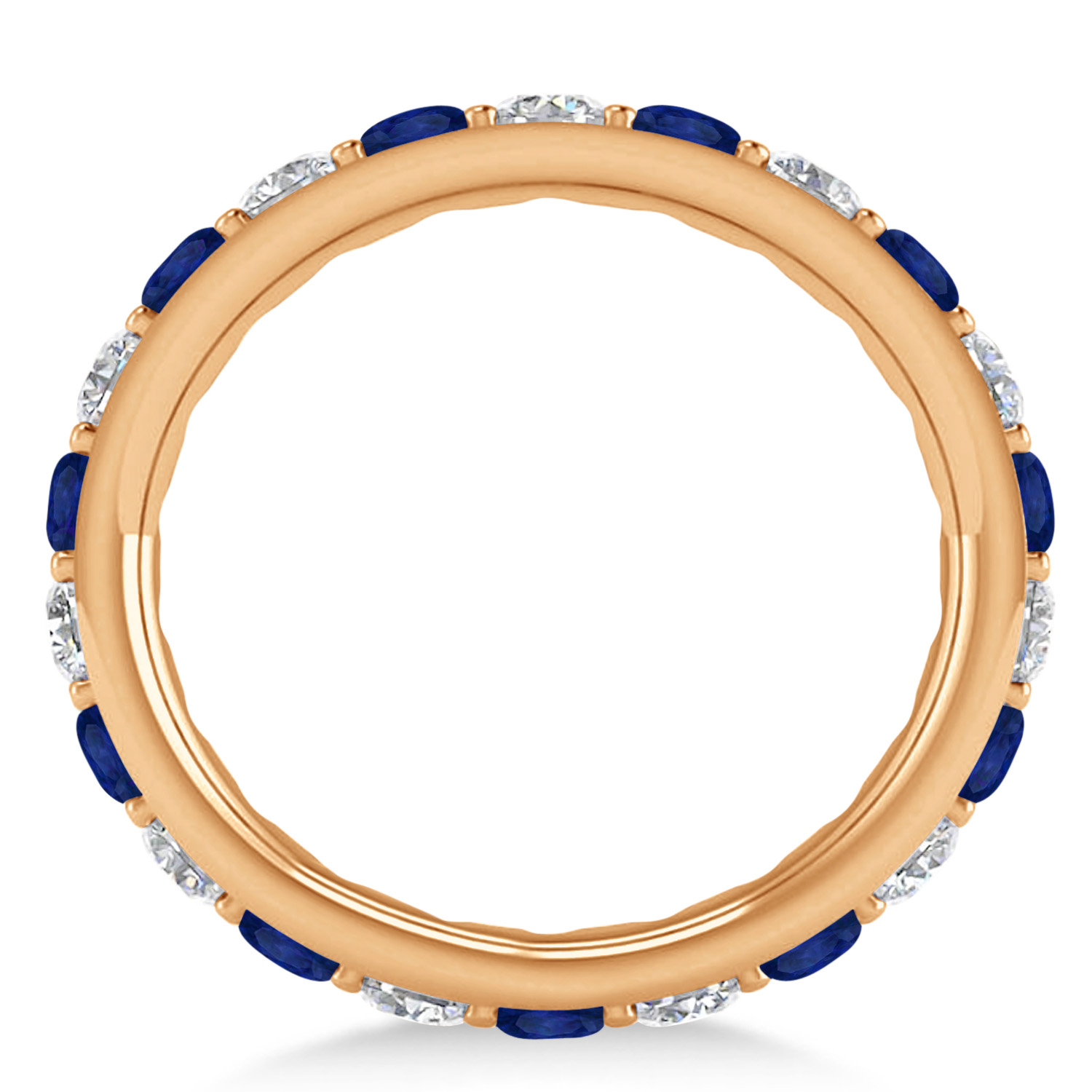 Diamond & Blue Sapphire Eternity Wedding Band 14k Rose Gold (2.00ct)