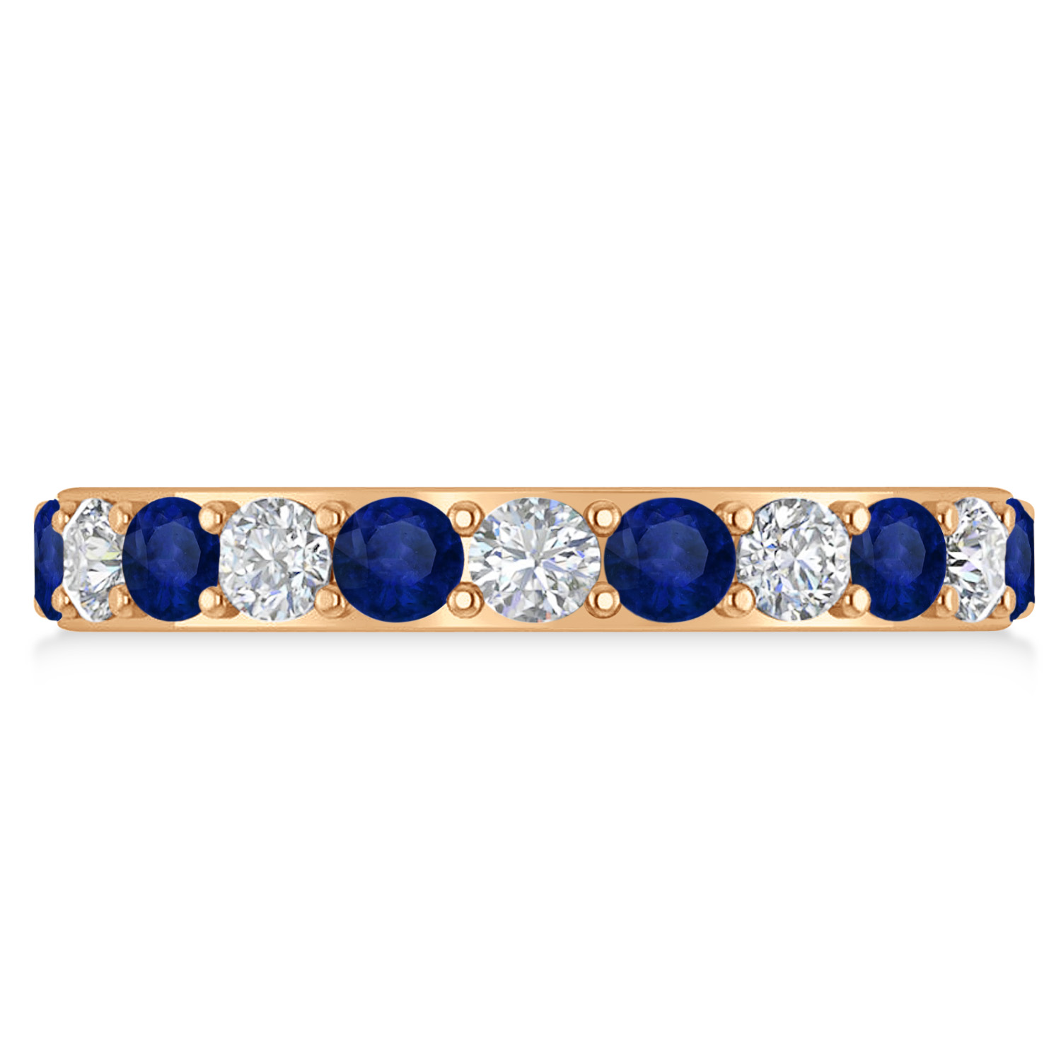 Diamond & Blue Sapphire Eternity Wedding Band 14k Rose Gold (2.00ct)
