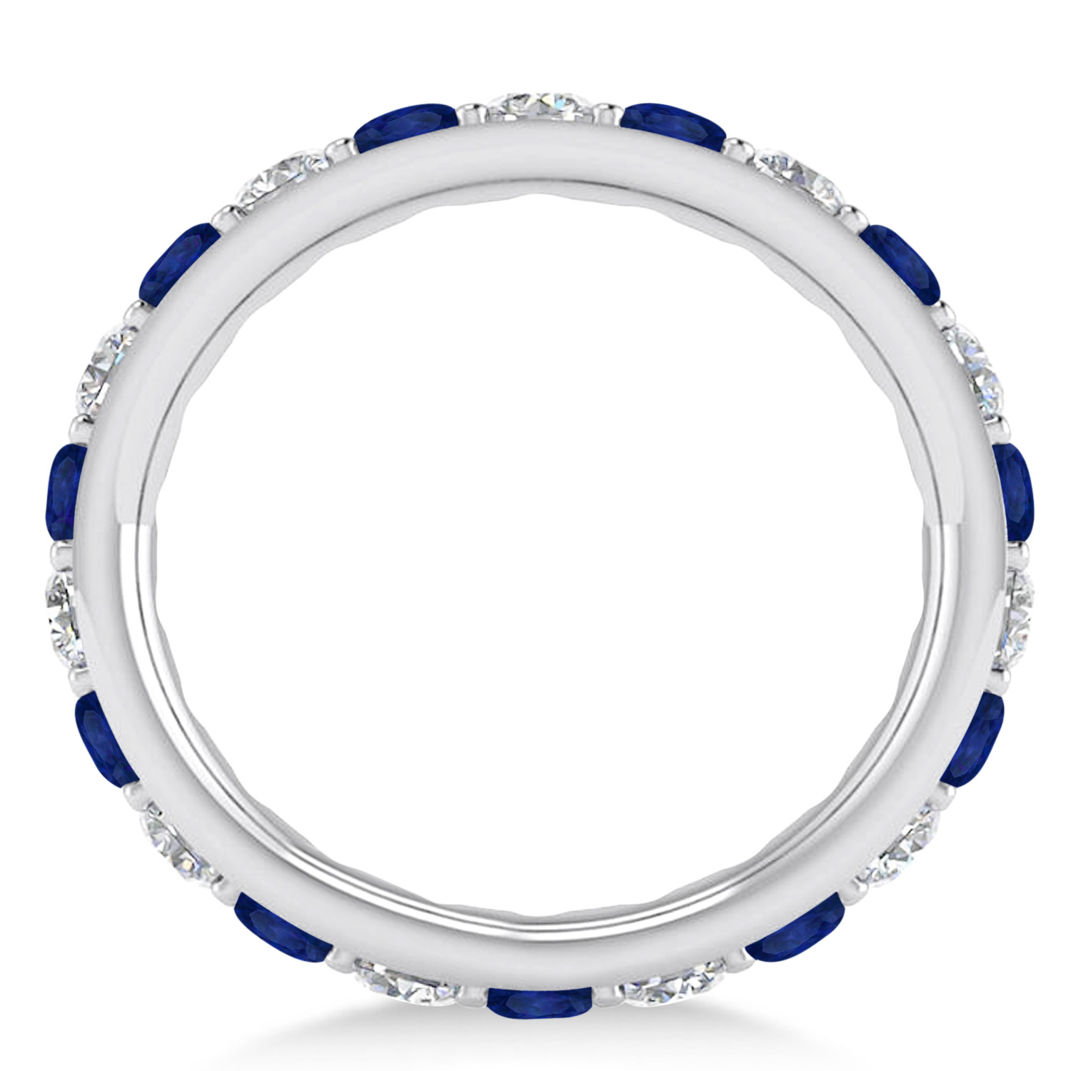 Diamond & Blue Sapphire Eternity Wedding Band 14k White Gold (2.00ct)