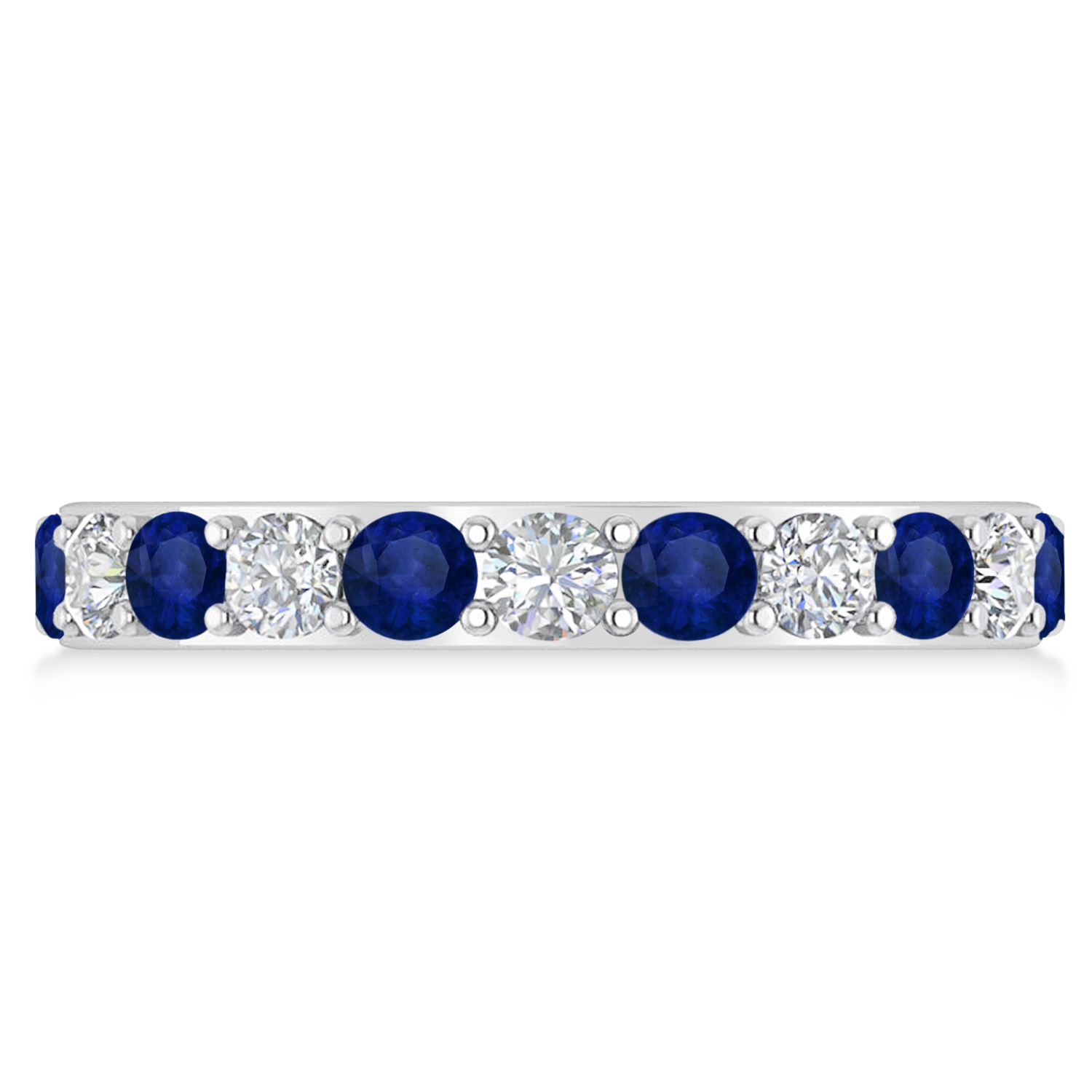 Diamond & Blue Sapphire Eternity Wedding Band 14k White Gold (2.00ct)