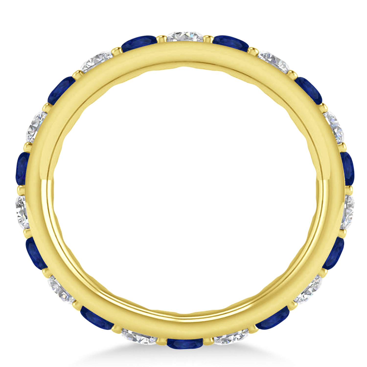 Diamond & Blue Sapphire Eternity Wedding Band 14k Yellow Gold (2.00ct)