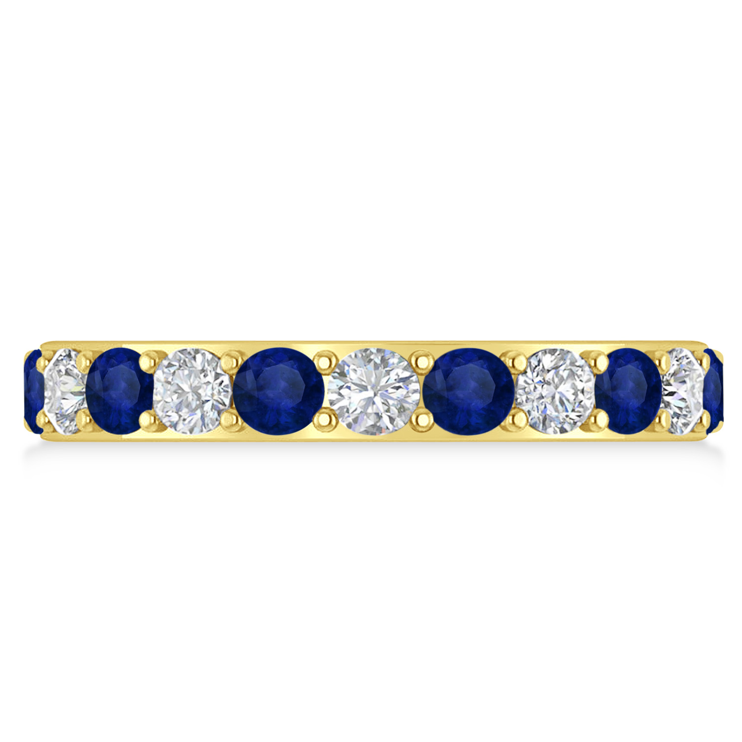 Diamond & Blue Sapphire Eternity Wedding Band 14k Yellow Gold (2.00ct)