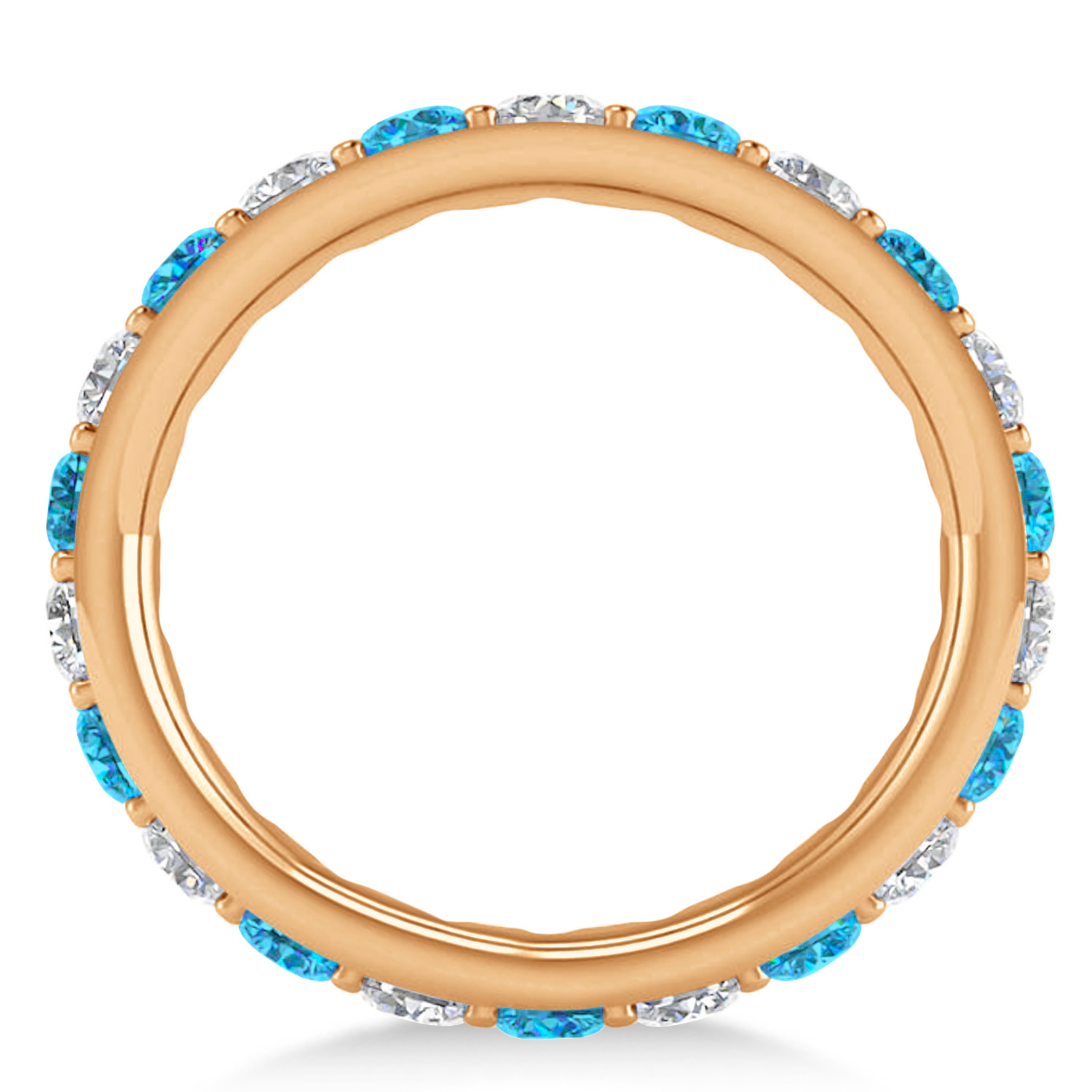 Diamond & Blue Topaz Eternity Wedding Band 14k Rose Gold (2.00ct)