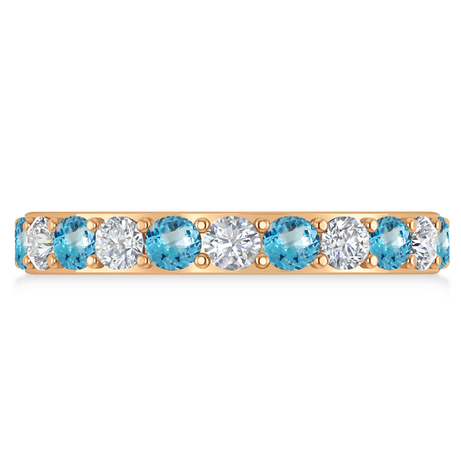 Diamond & Blue Topaz Eternity Wedding Band 14k Rose Gold (2.00ct)
