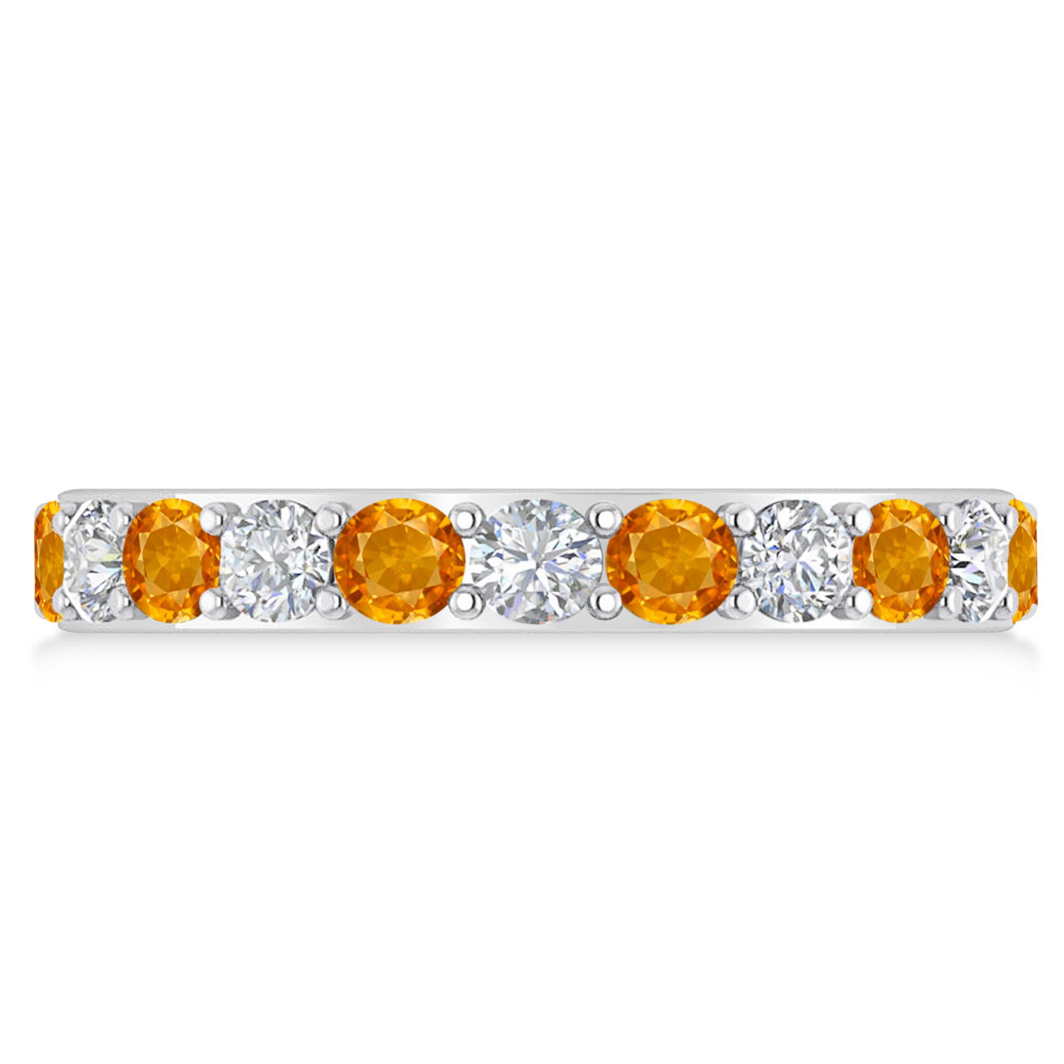 Diamond & Citrine Eternity Wedding Band 14k White Gold (2.00ct)