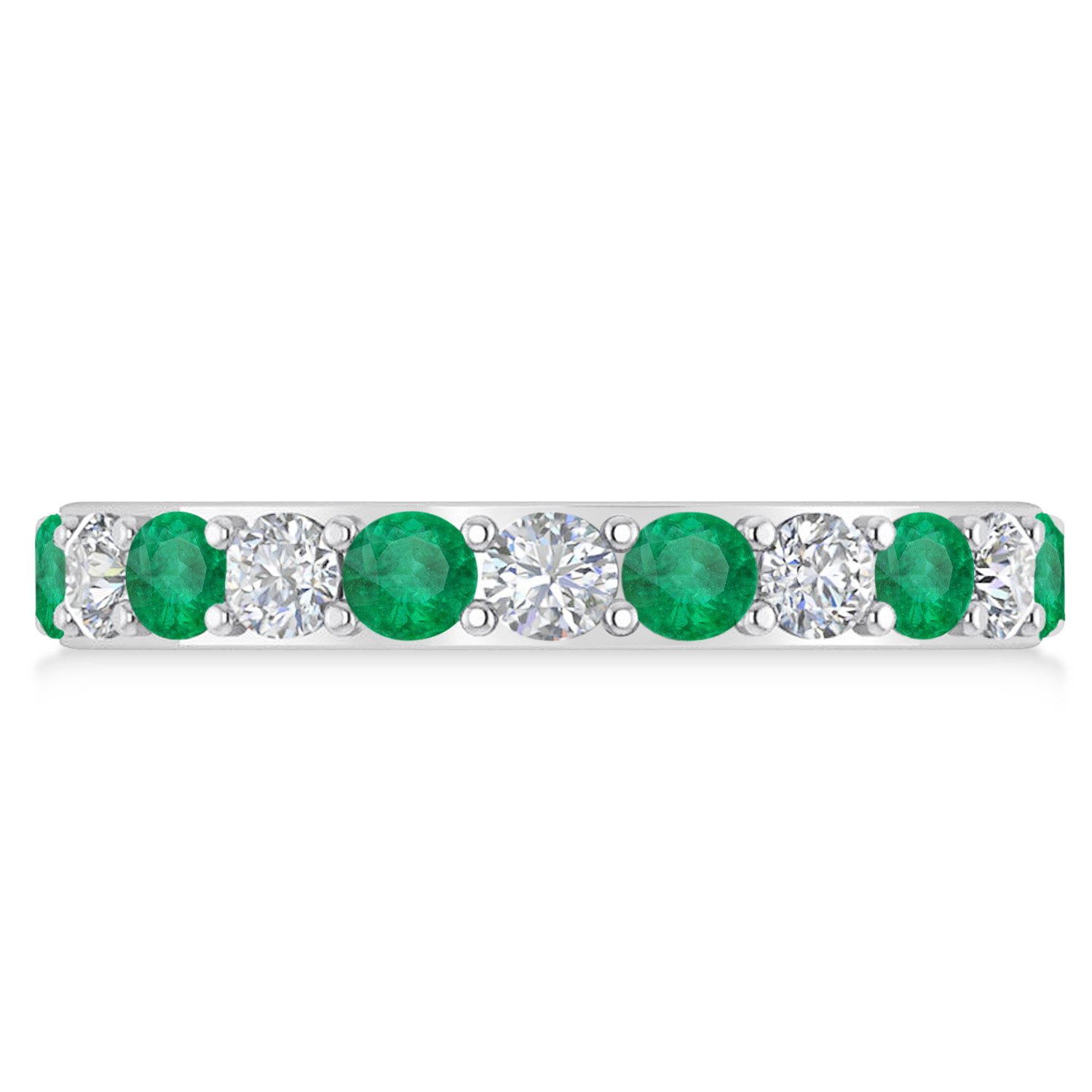 Diamond & Emerald Eternity Wedding Band 14k White Gold (2.00ct)