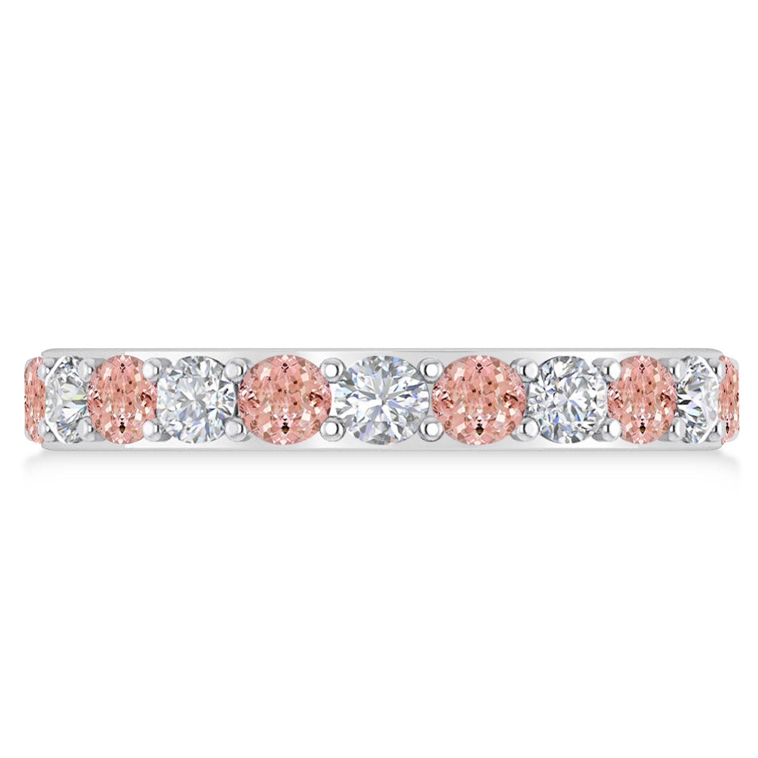 Diamond & Morganite Eternity Wedding Band 14k White Gold (2.00ct)