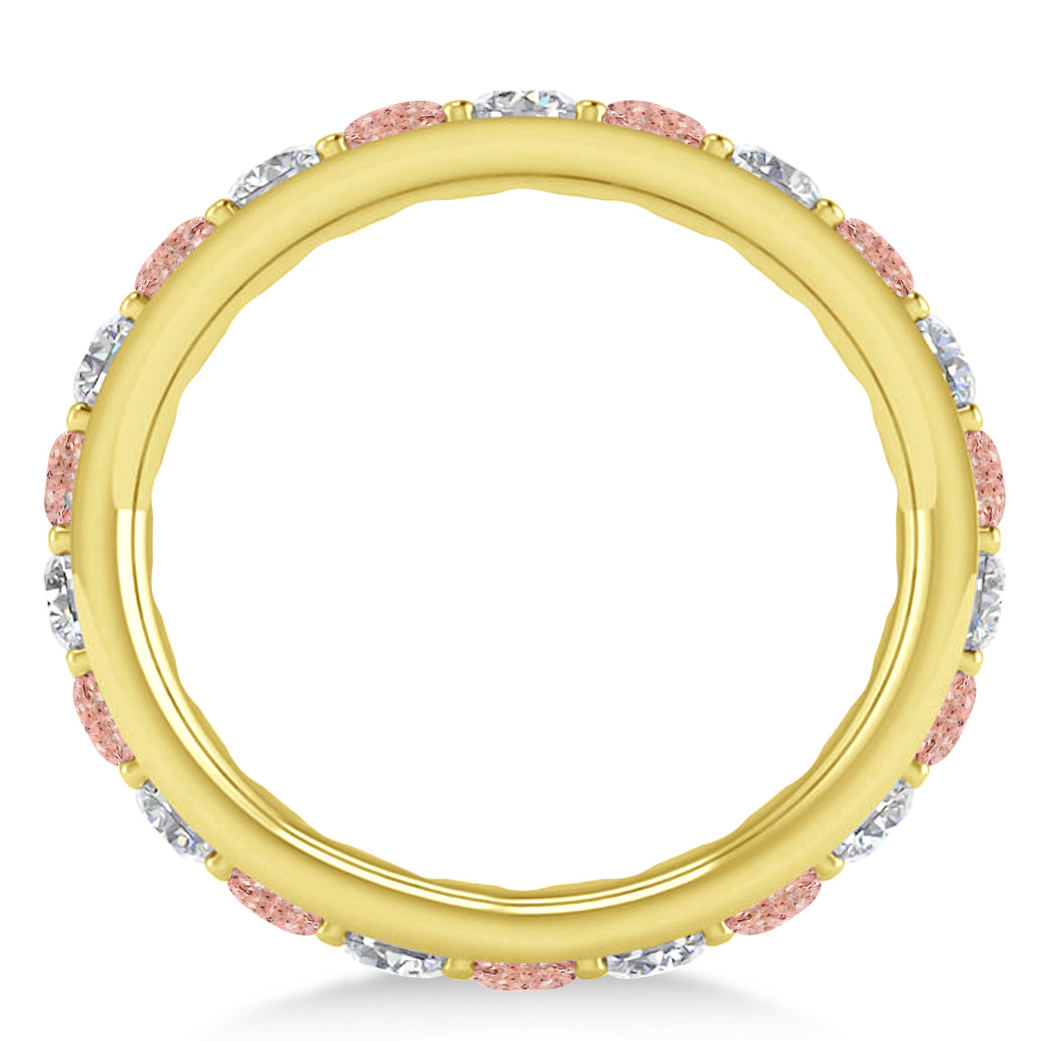 Diamond & Morganite Eternity Wedding Band 14k Yellow Gold (2.00ct)