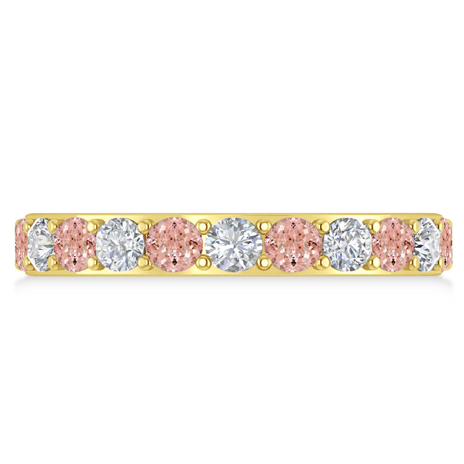 Diamond & Morganite Eternity Wedding Band 14k Yellow Gold (2.00ct)