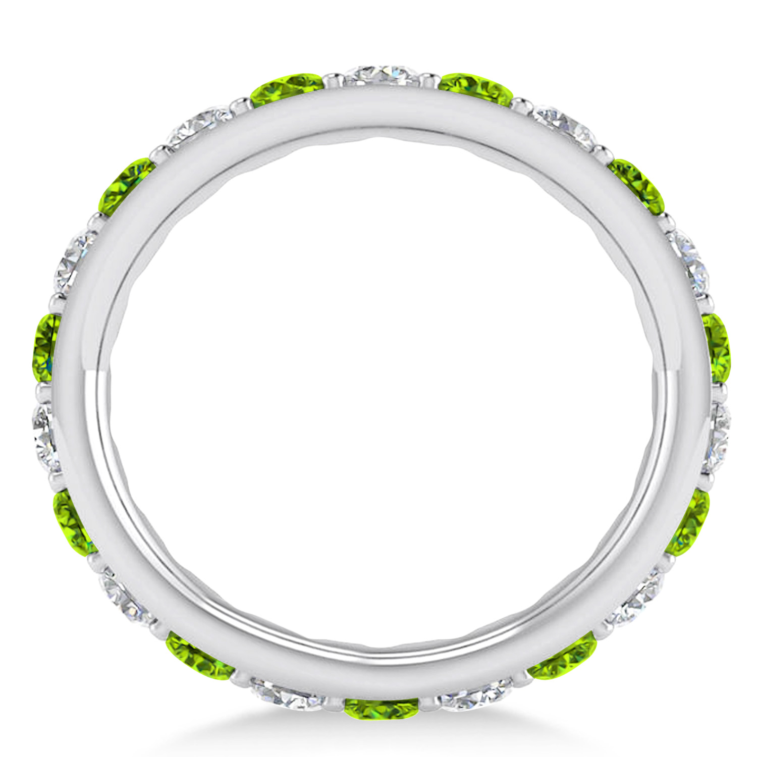 Diamond & Peridot Eternity Wedding Band 14k White Gold (2.00ct)