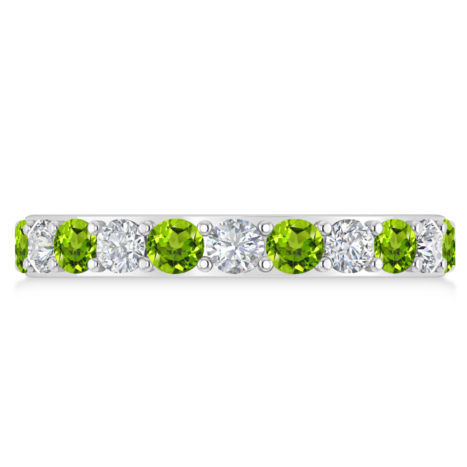Diamond & Peridot Eternity Wedding Band 14k White Gold (2.00ct)