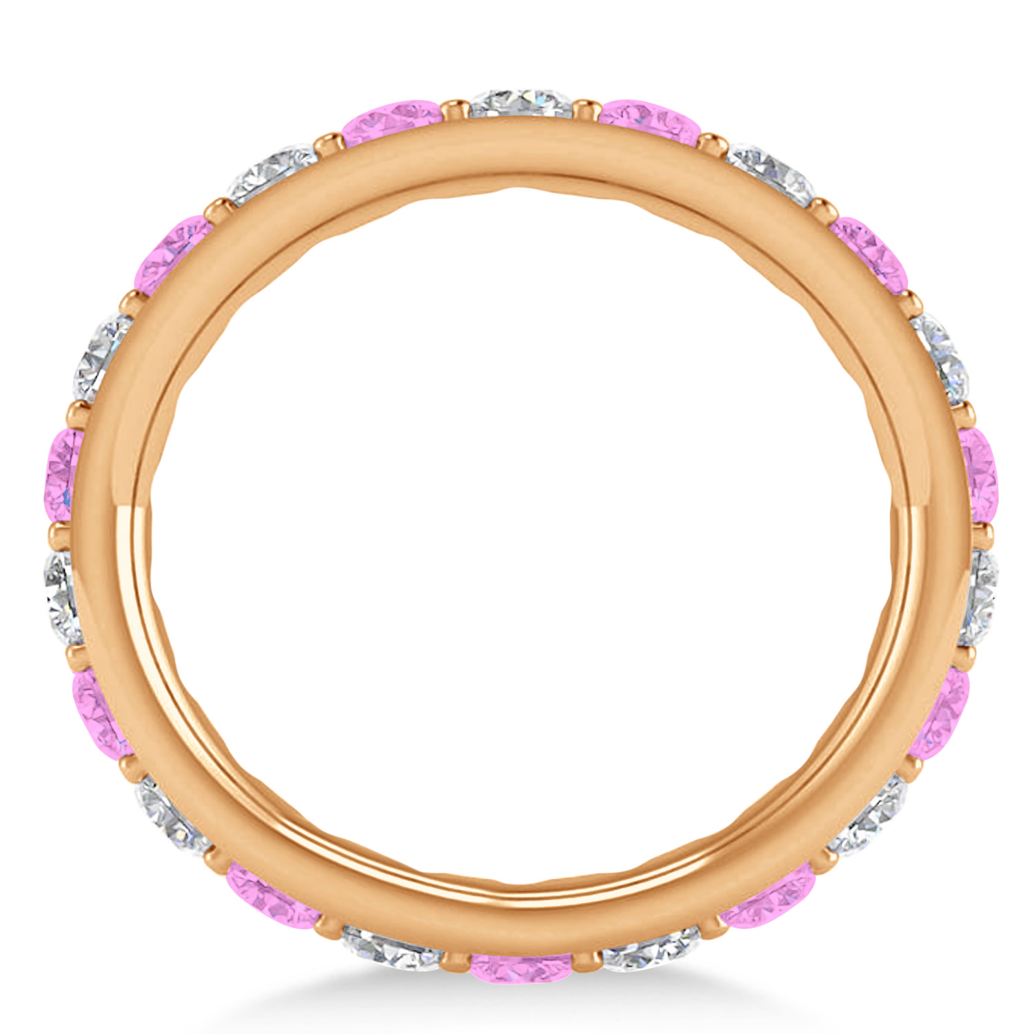 Diamond & Pink Sapphire Eternity Wedding Band 14k Rose Gold (2.00ct)