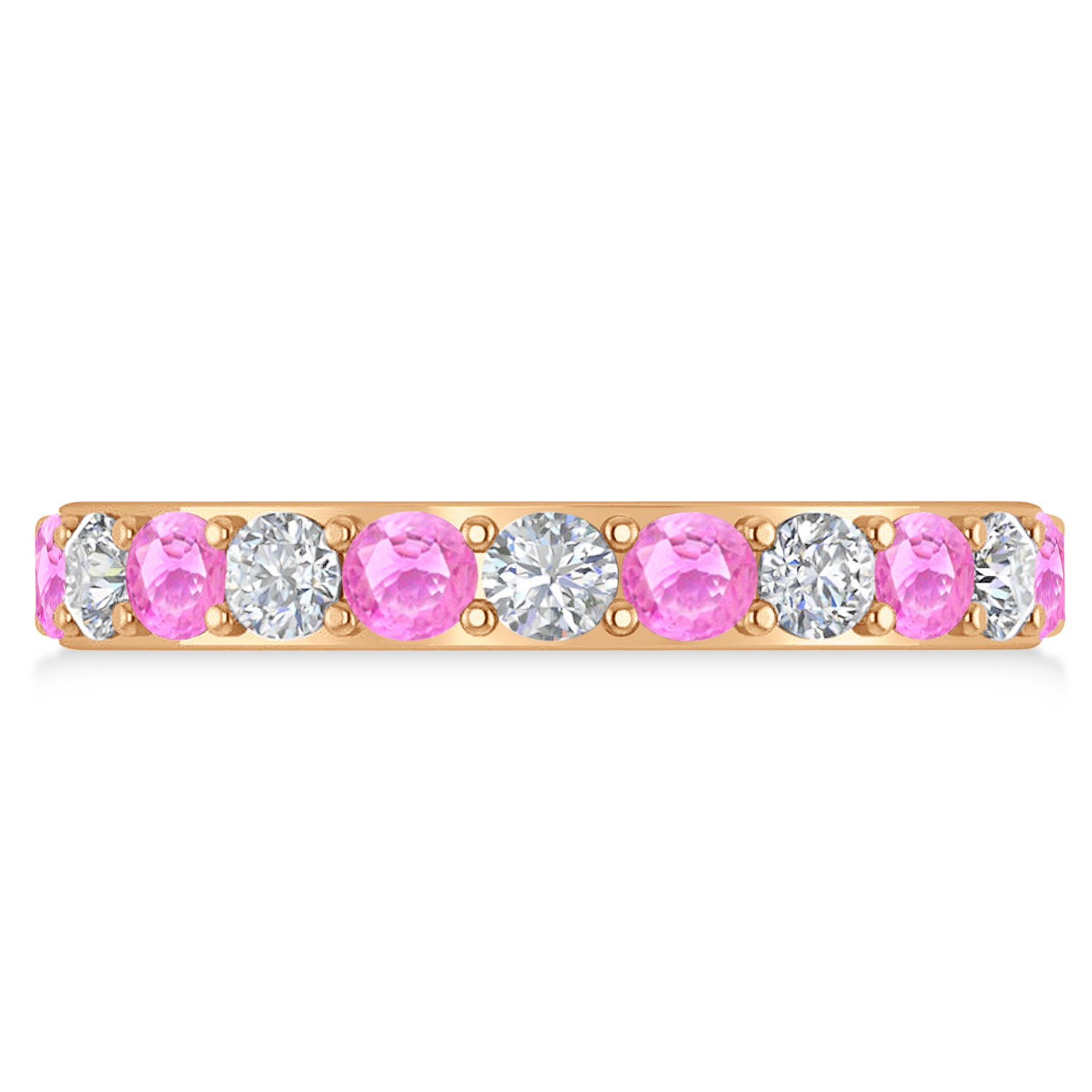 Diamond & Pink Sapphire Eternity Wedding Band 14k Rose Gold (2.00ct)