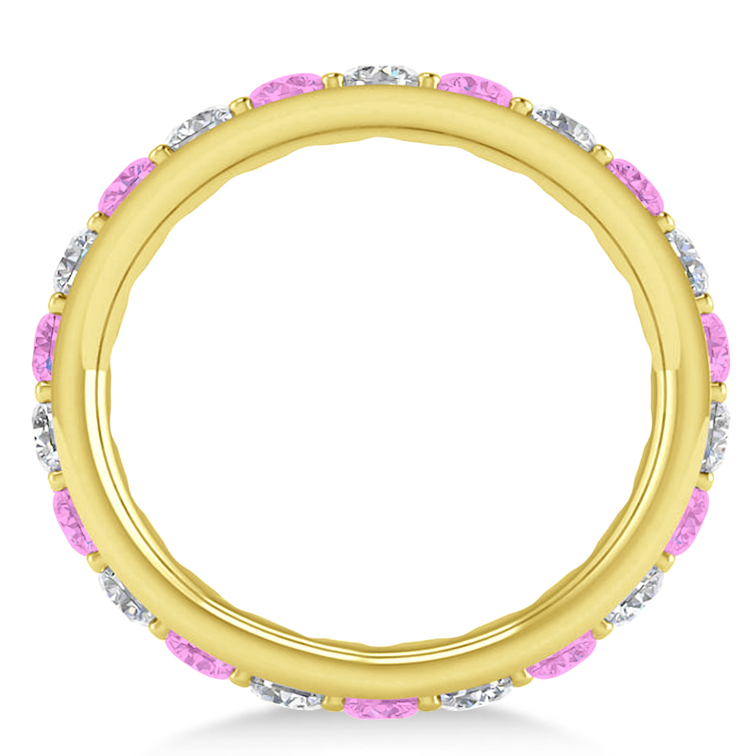 Diamond & Pink Sapphire Eternity Wedding Band 14k Yellow Gold (2.00ct)