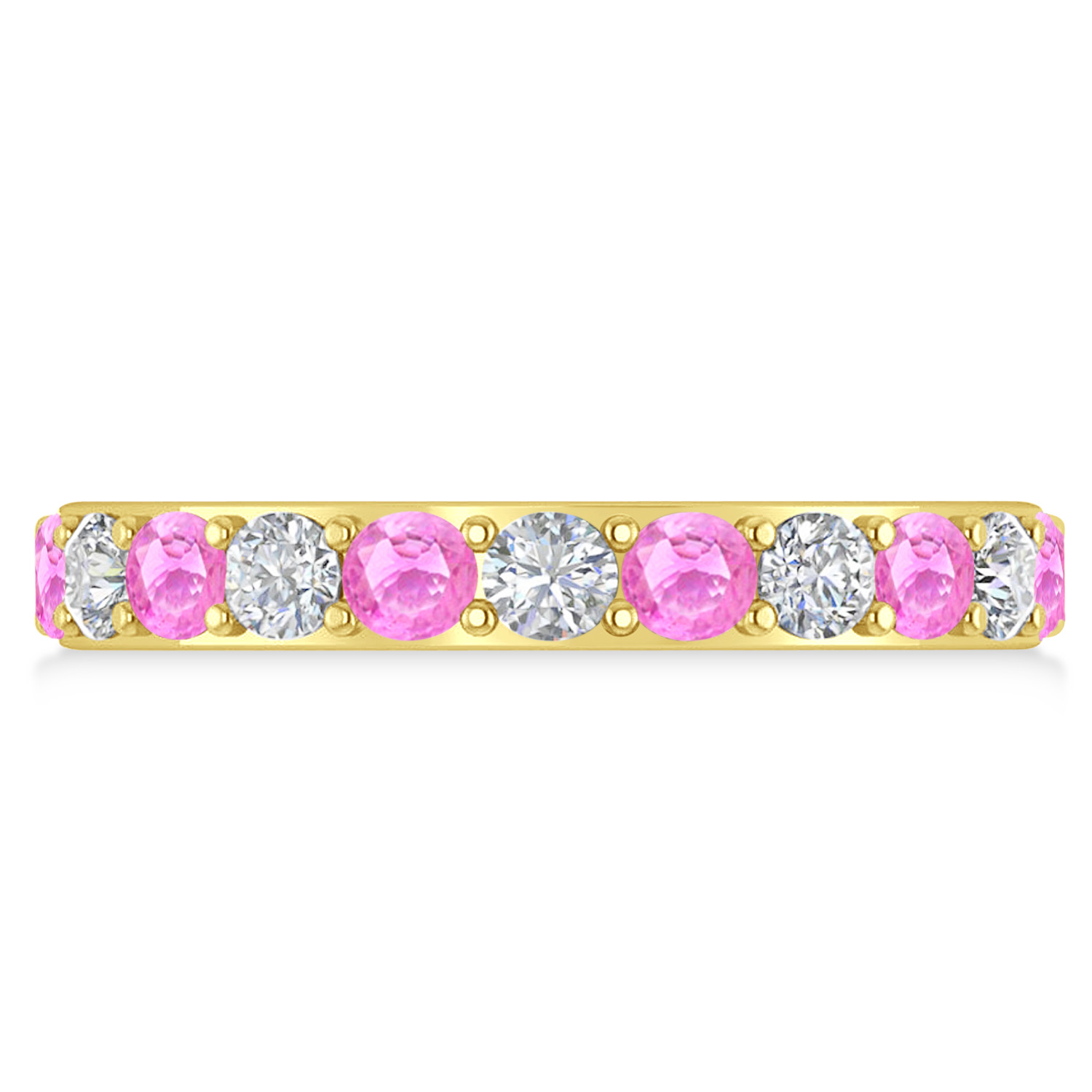 Diamond & Pink Sapphire Eternity Wedding Band 14k Yellow Gold (2.00ct)
