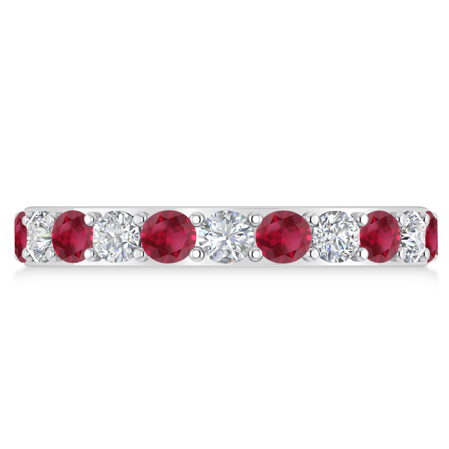 Diamond & Ruby Eternity Wedding Band 14k White Gold (2.00ct)