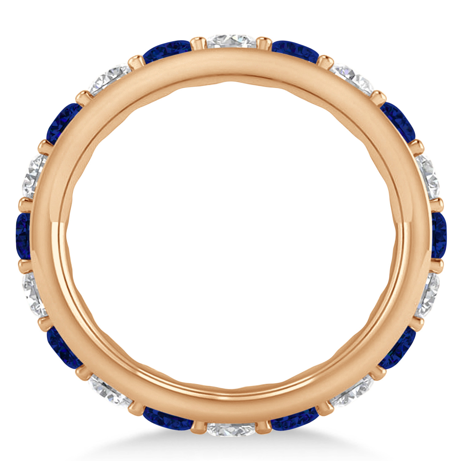 Diamond & Blue Sapphire Eternity Wedding Band 14k Rose Gold (2.50ct)