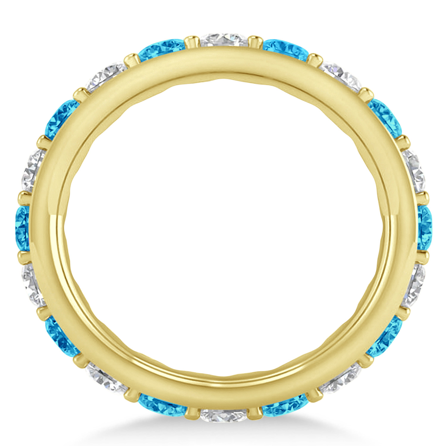 Diamond & Blue Topaz Eternity Wedding Band 14k Yellow Gold (2.50ct)