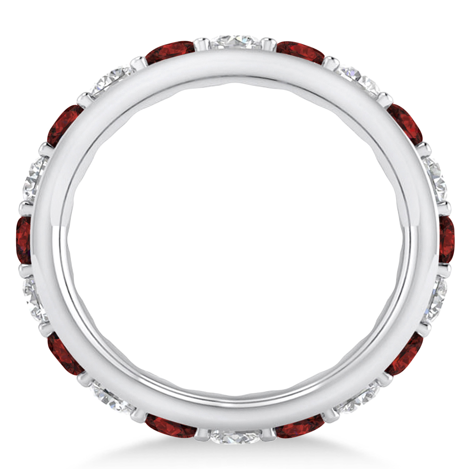 Diamond & Garnet Eternity Wedding Band 14k White Gold (2.50ct)