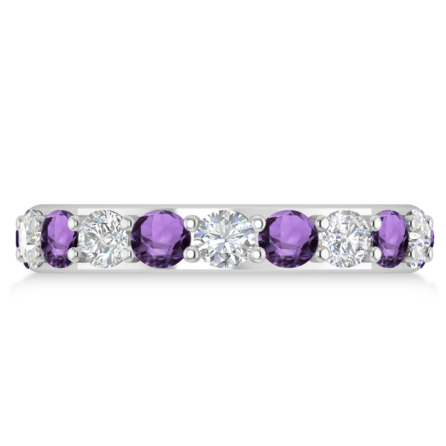 Diamond & Amethyst Eternity Wedding Band 14k White Gold (2.85ct)