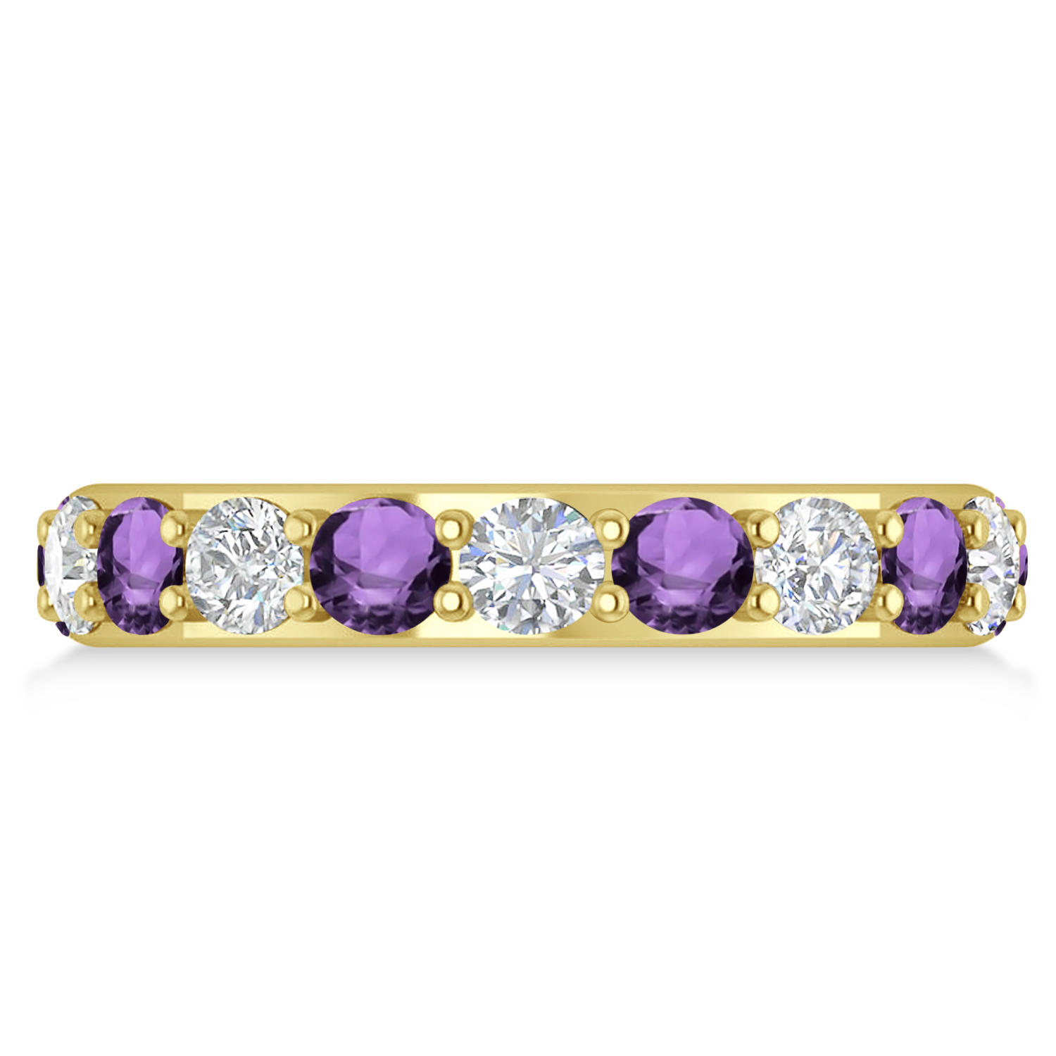 Diamond & Amethyst Eternity Wedding Band 14k Yellow Gold (2.85ct)