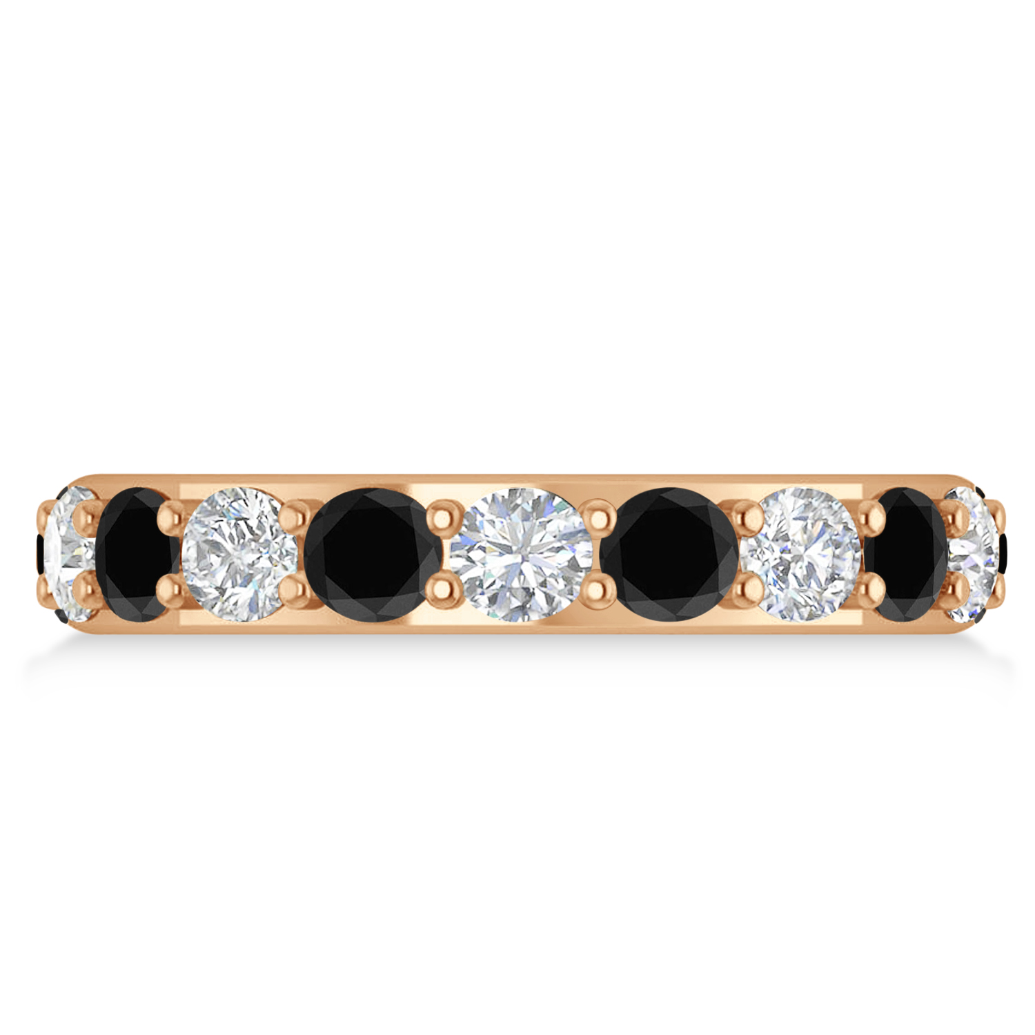 Black & White Diamond Eternity Wedding Band 14k Rose Gold (2.85ct)
