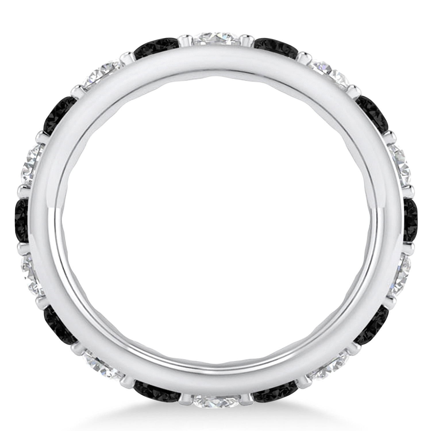 Black & White Diamond Eternity Wedding Band 14k White Gold (2.85ct)