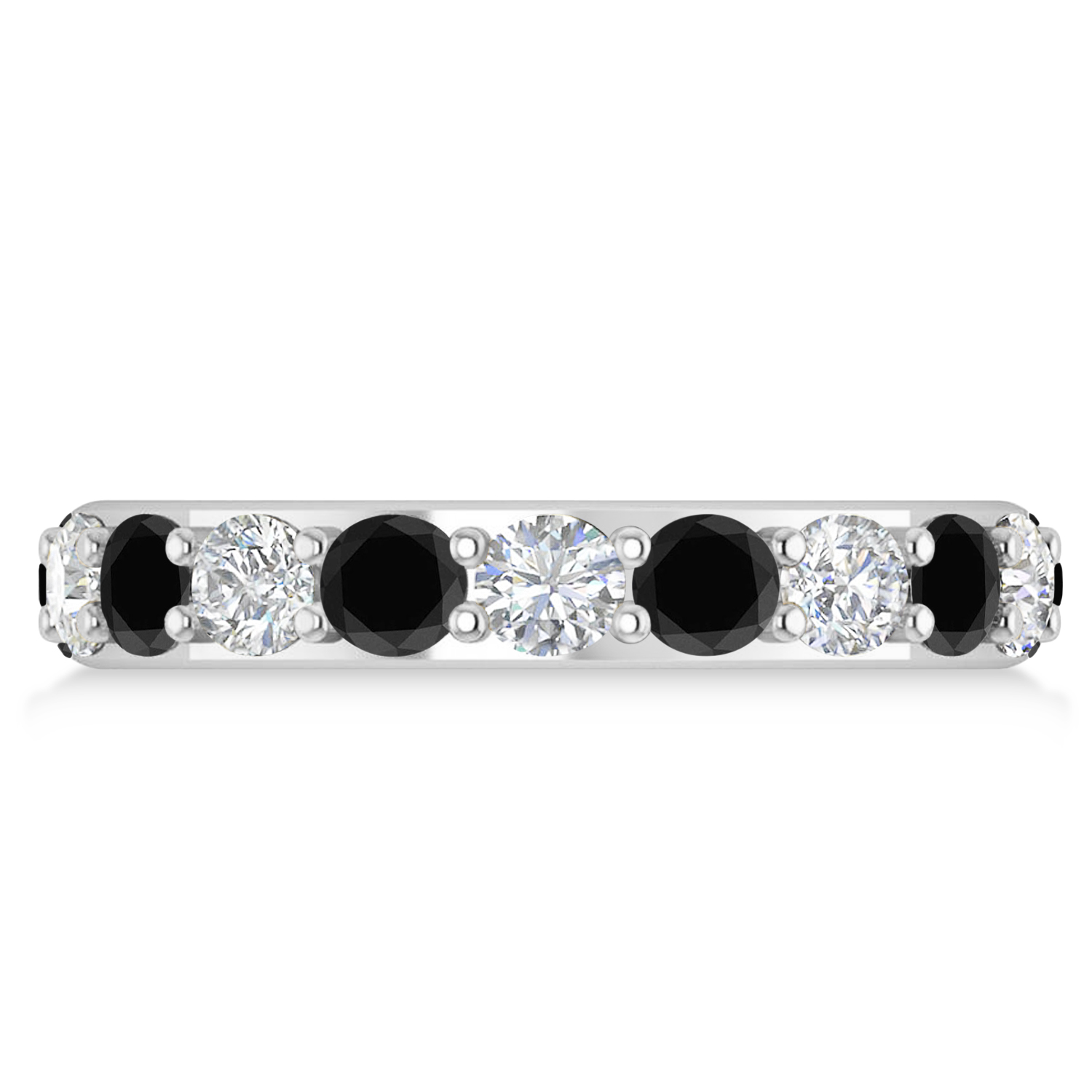 Black & White Diamond Eternity Wedding Band 14k White Gold (2.85ct)