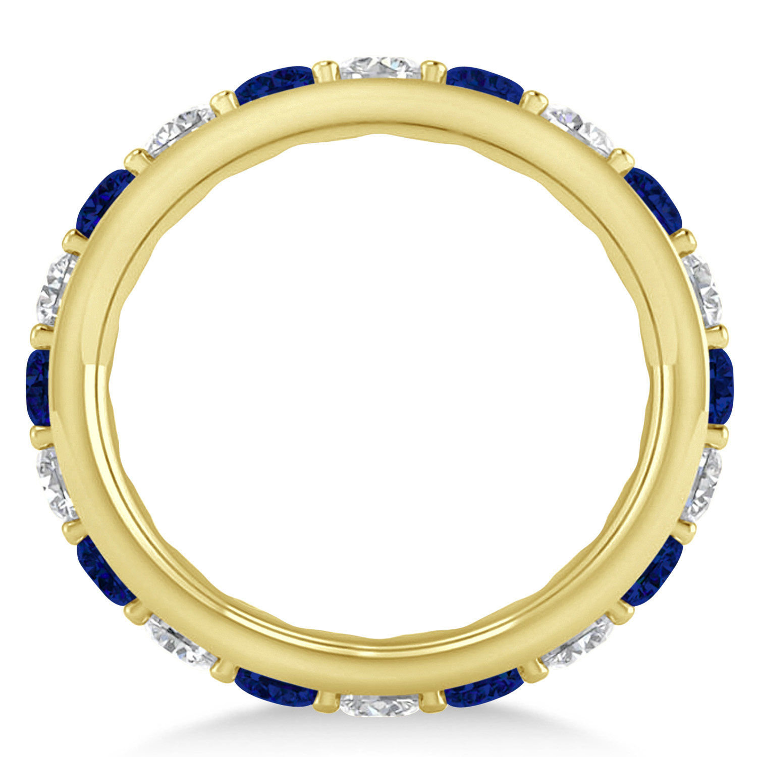 Diamond & Blue Sapphire Eternity Wedding Band 14k Yellow Gold (2.85ct)